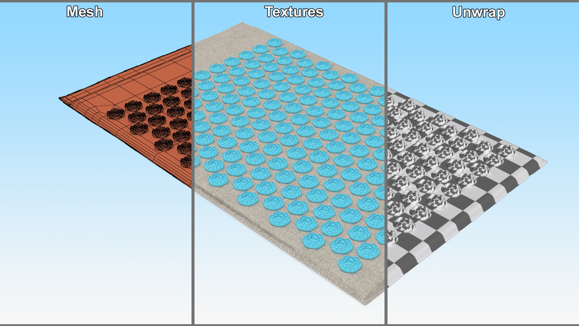 3D Relaxation Mat Acupuncture Blue