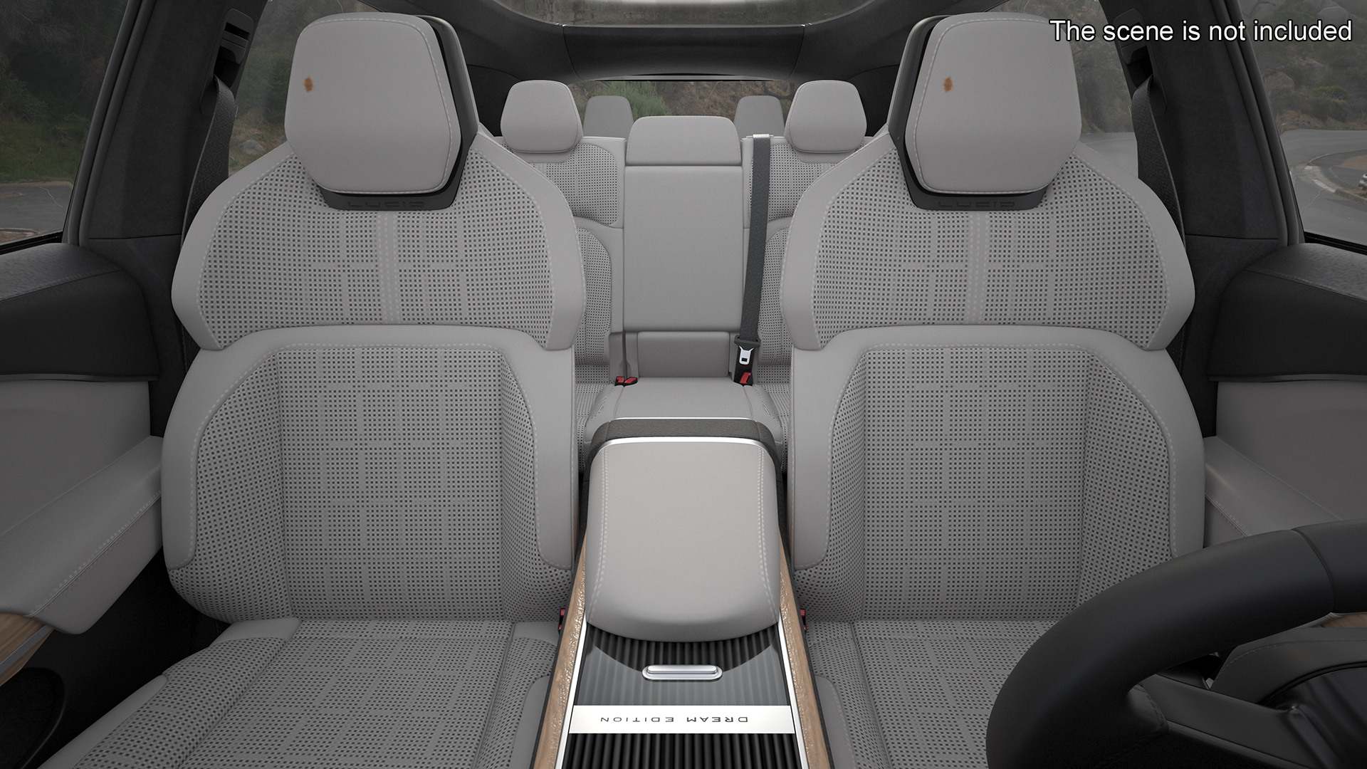 3D Lucid Gravity Olive Colored Electric SUV with Lights Off