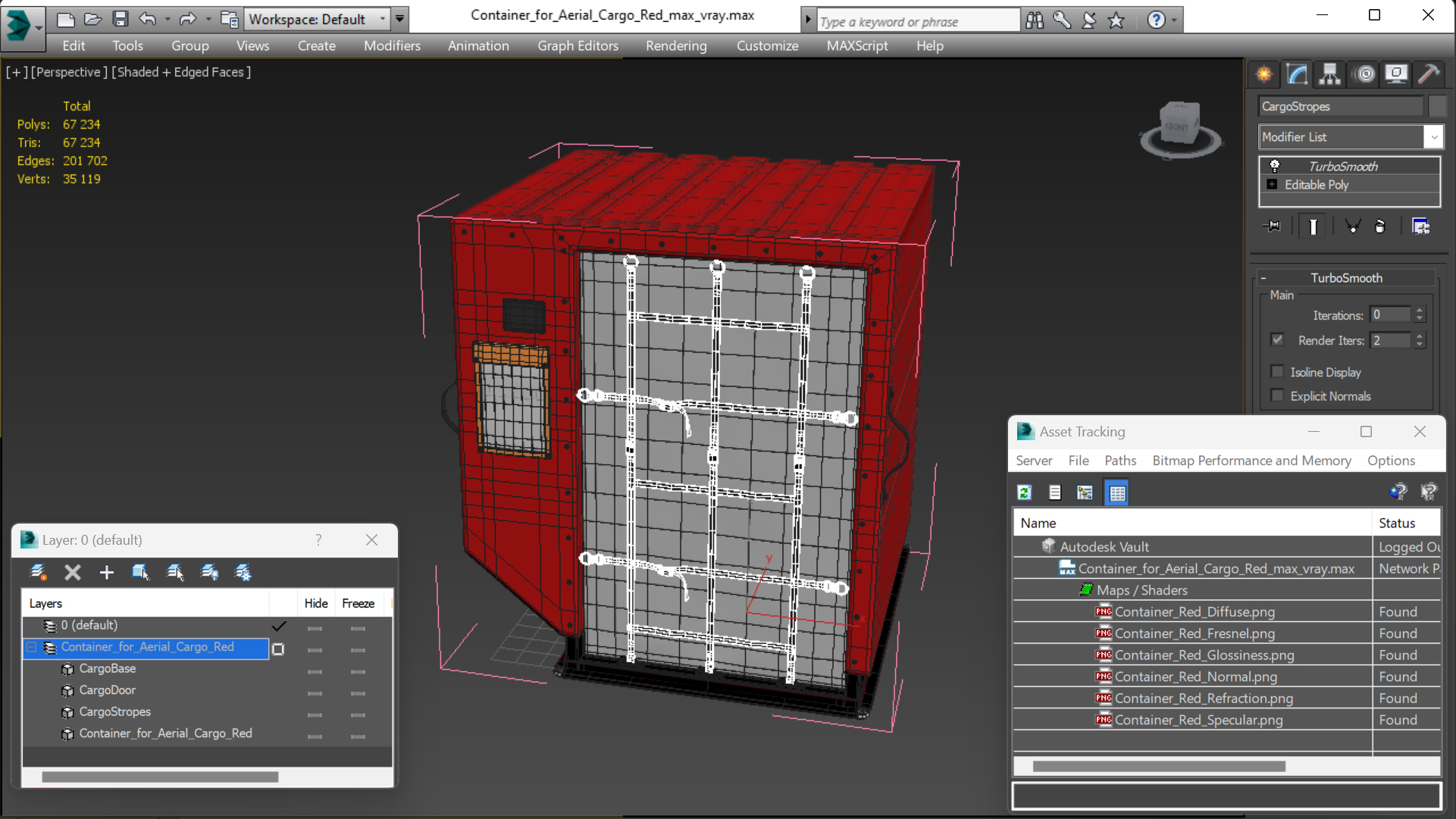 3D model Container for Aerial Cargo Red