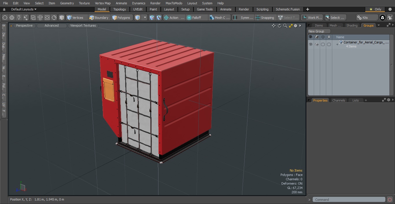 3D model Container for Aerial Cargo Red