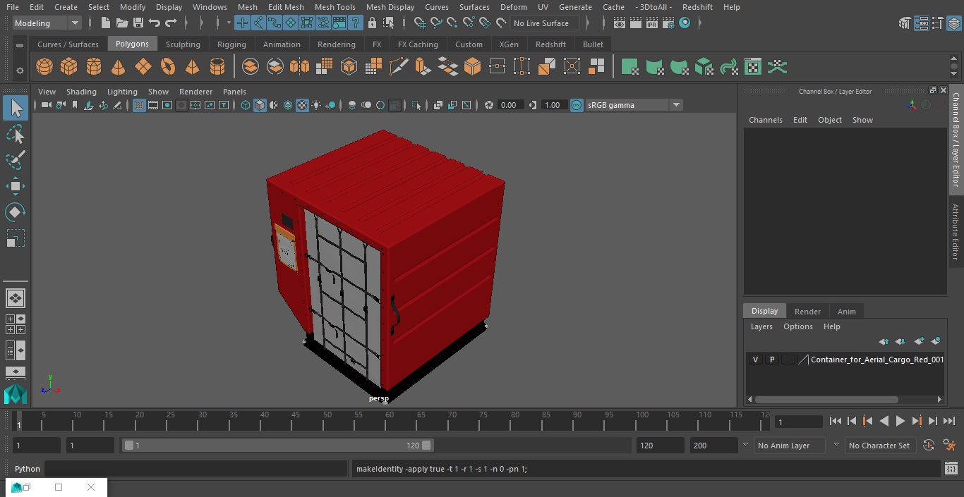 3D model Container for Aerial Cargo Red