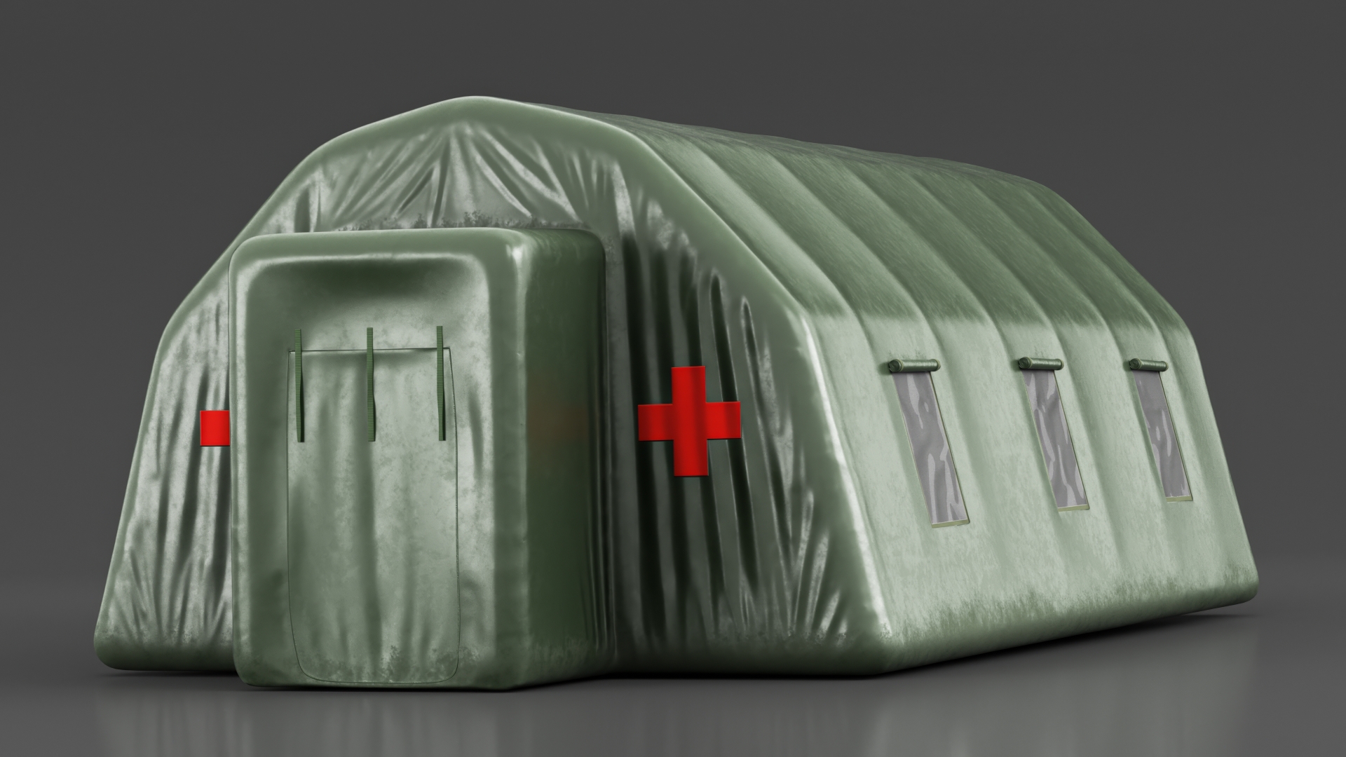 Emergency Inflatable Medical Pass Through Green Tent 3D