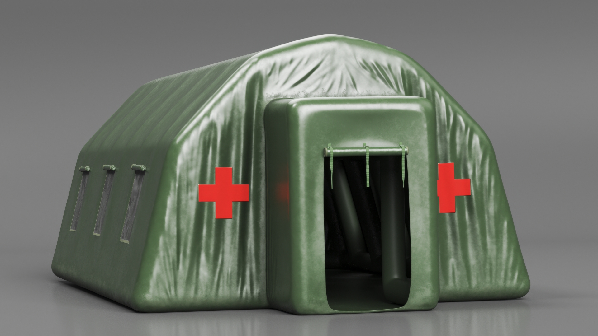 Emergency Inflatable Medical Pass Through Green Tent 3D