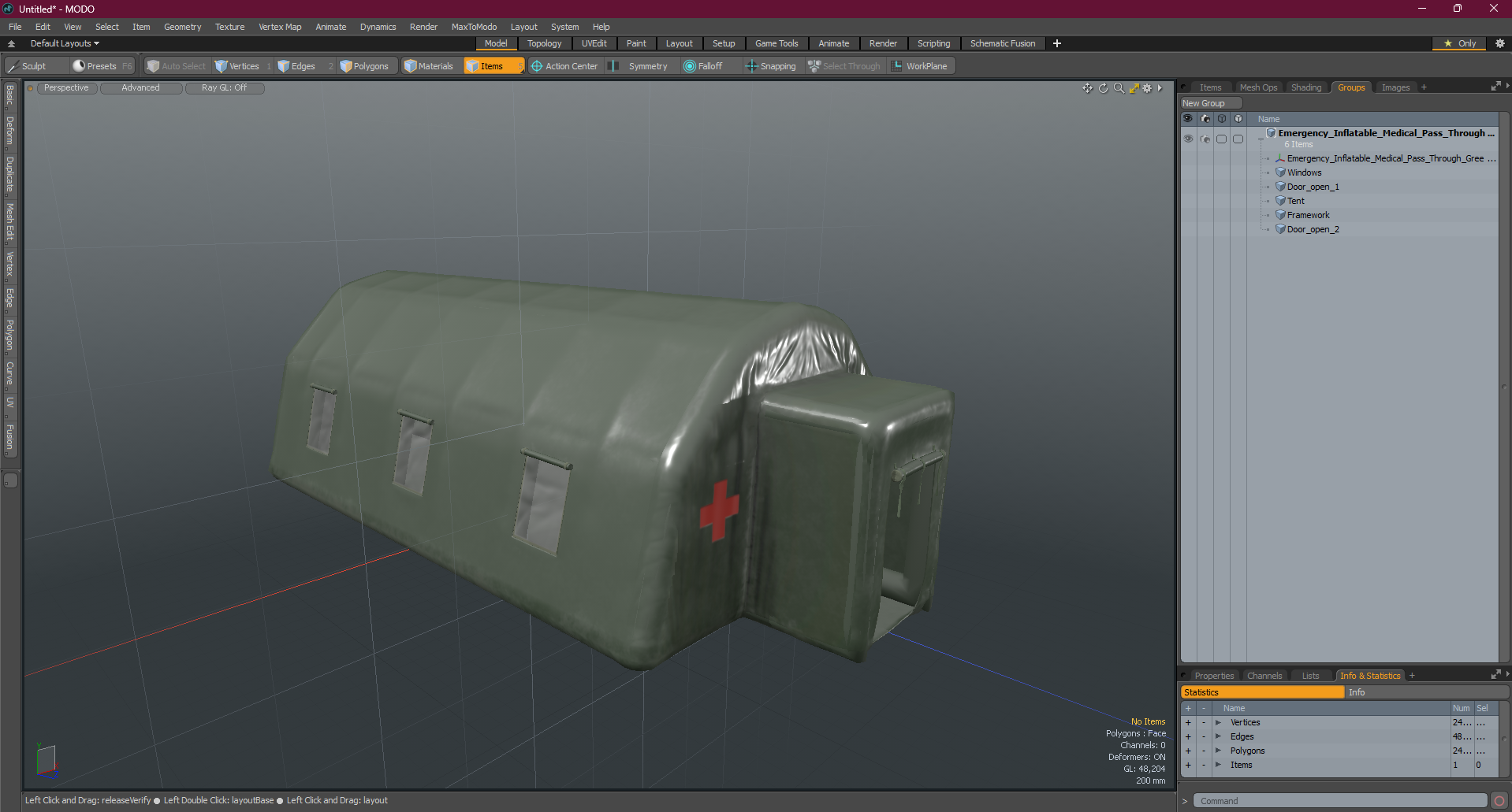 Emergency Inflatable Medical Pass Through Green Tent 3D