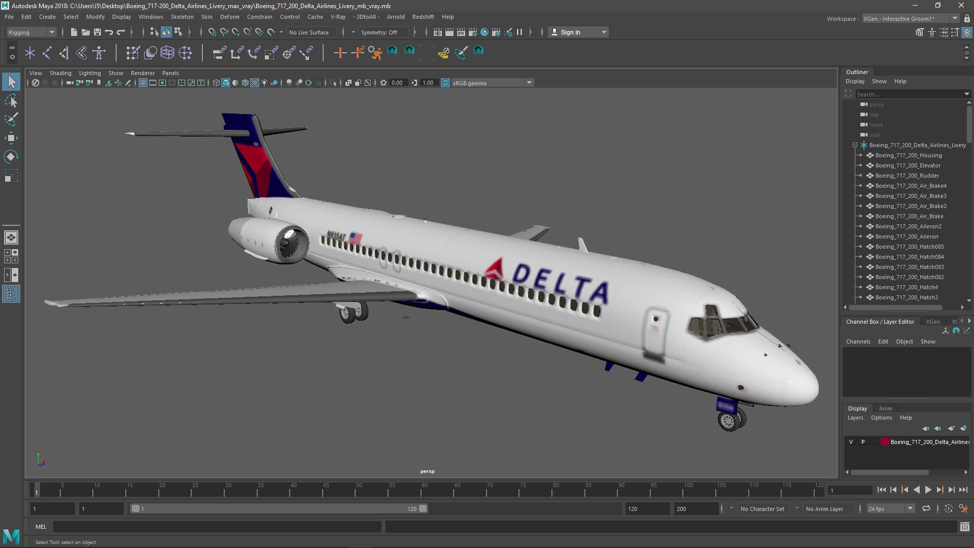 3D Boeing 717-200 Delta Airlines Livery