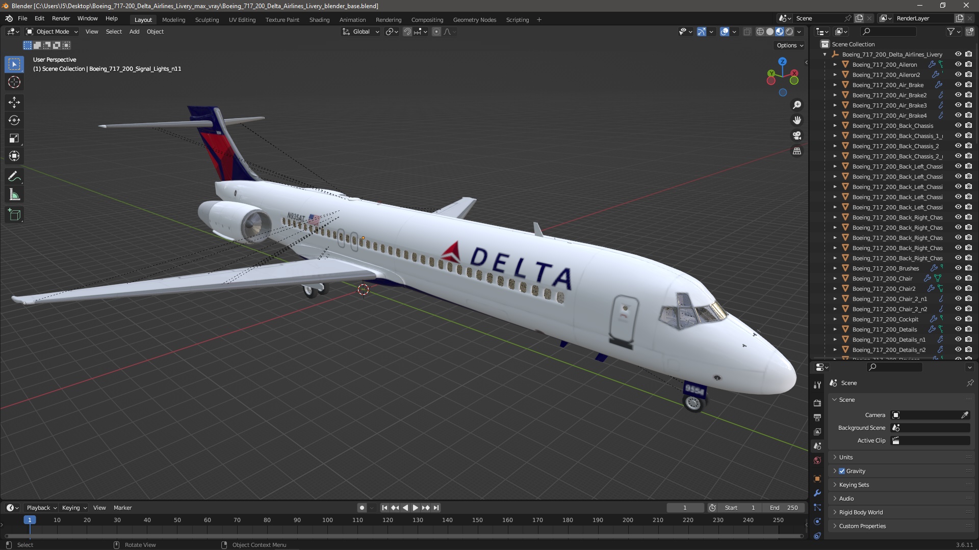 3D Boeing 717-200 Delta Airlines Livery