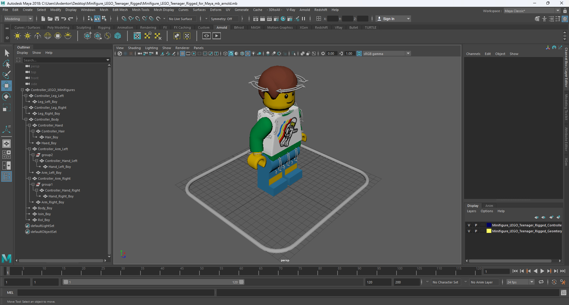 3D model Minifigure LEGO Teenager Rigged for Maya