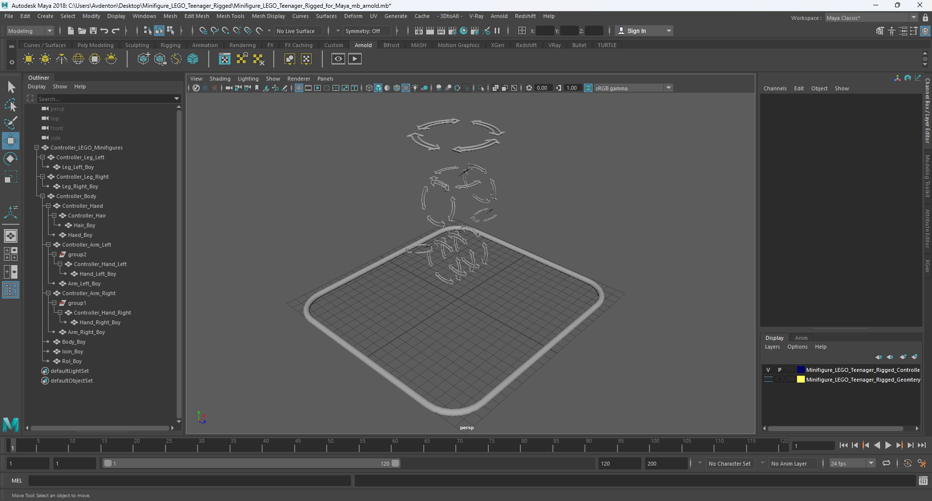 3D model Minifigure LEGO Teenager Rigged for Maya