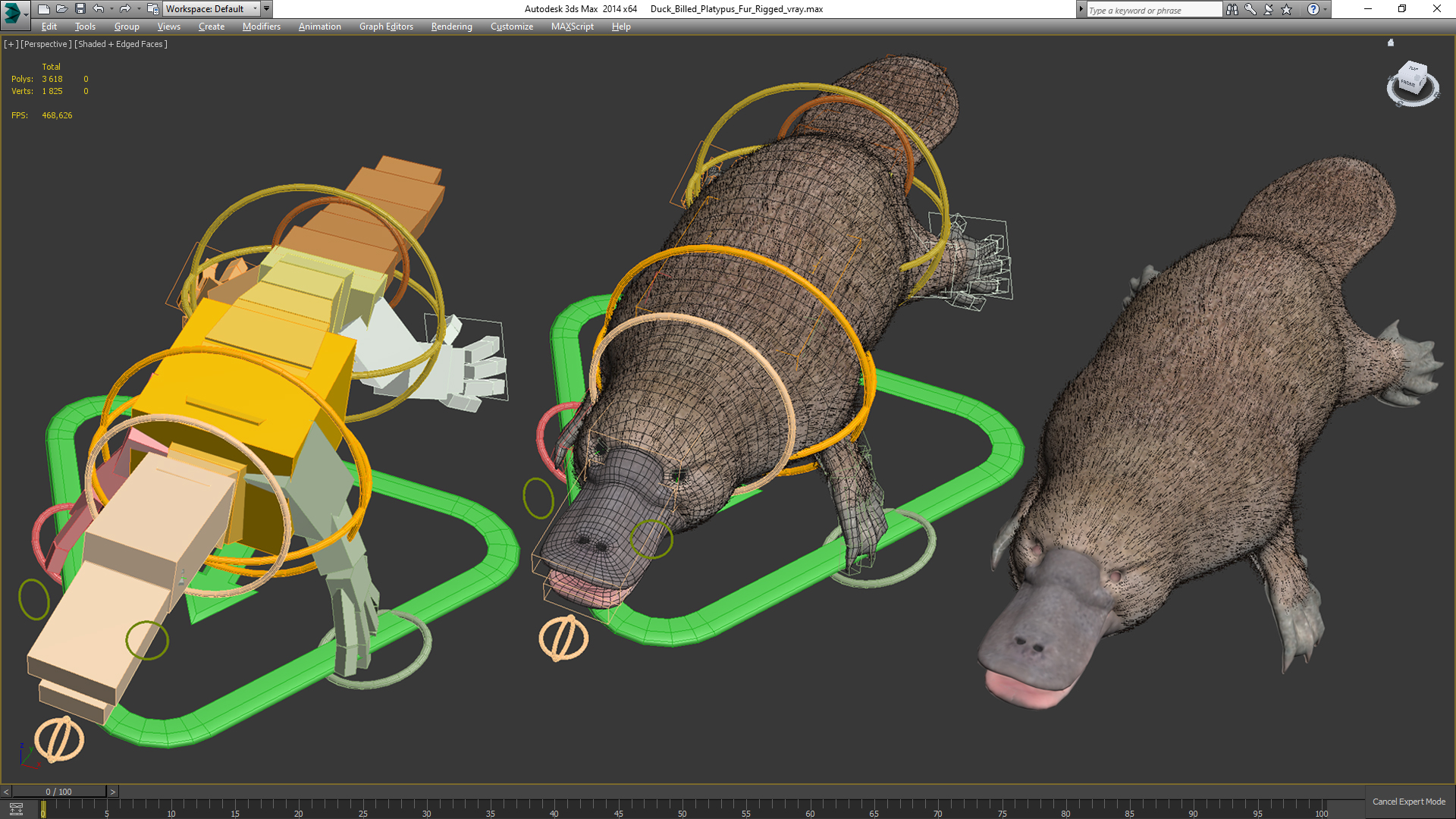 3D Duck Billed Platypus Fur Rigged