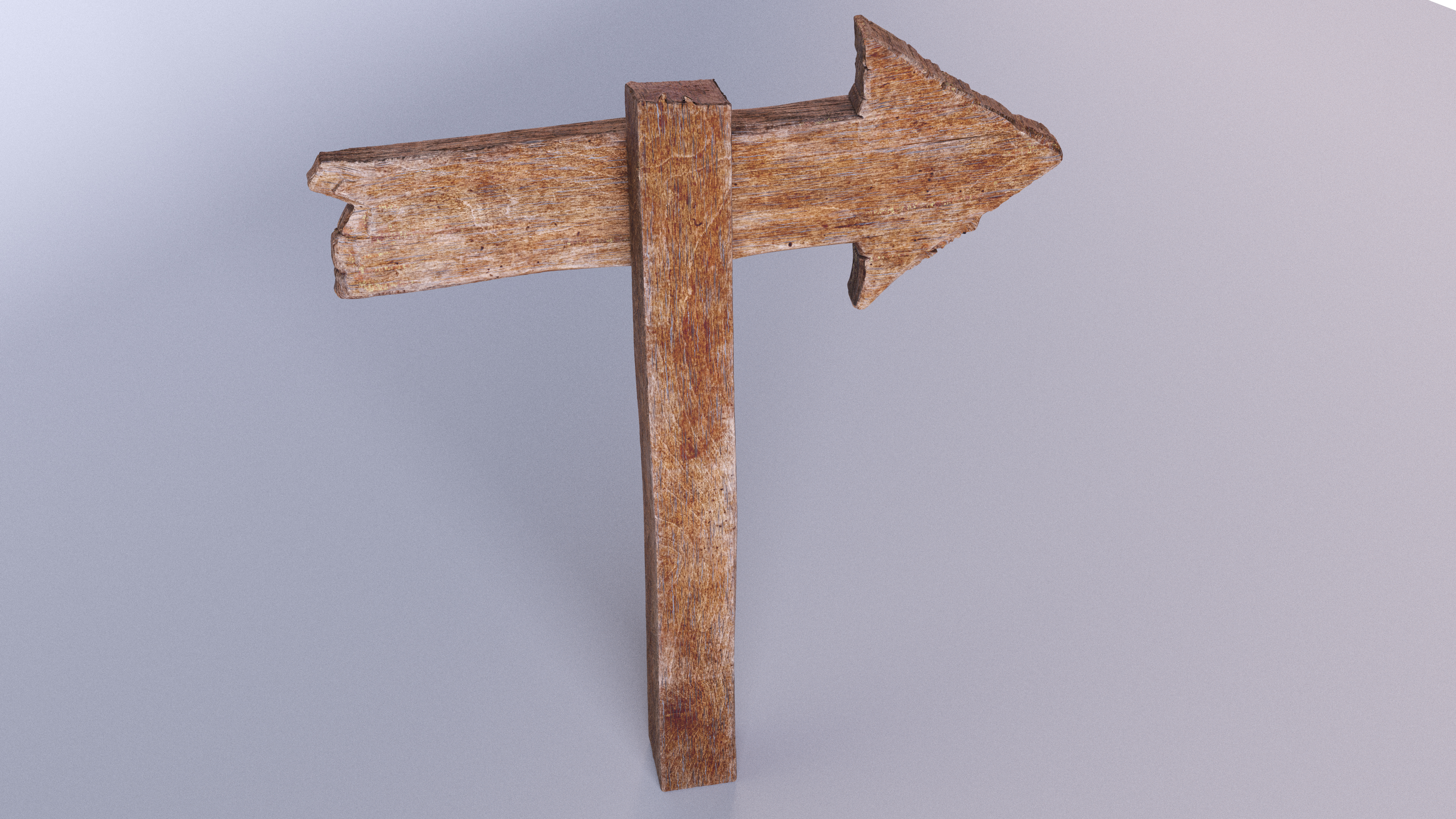 Old Wooden Arrow Signpost Mockup 3D