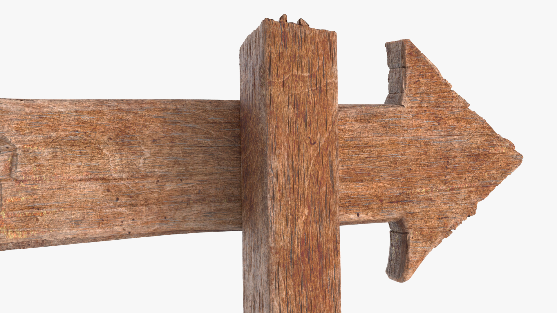 Old Wooden Arrow Signpost Mockup 3D