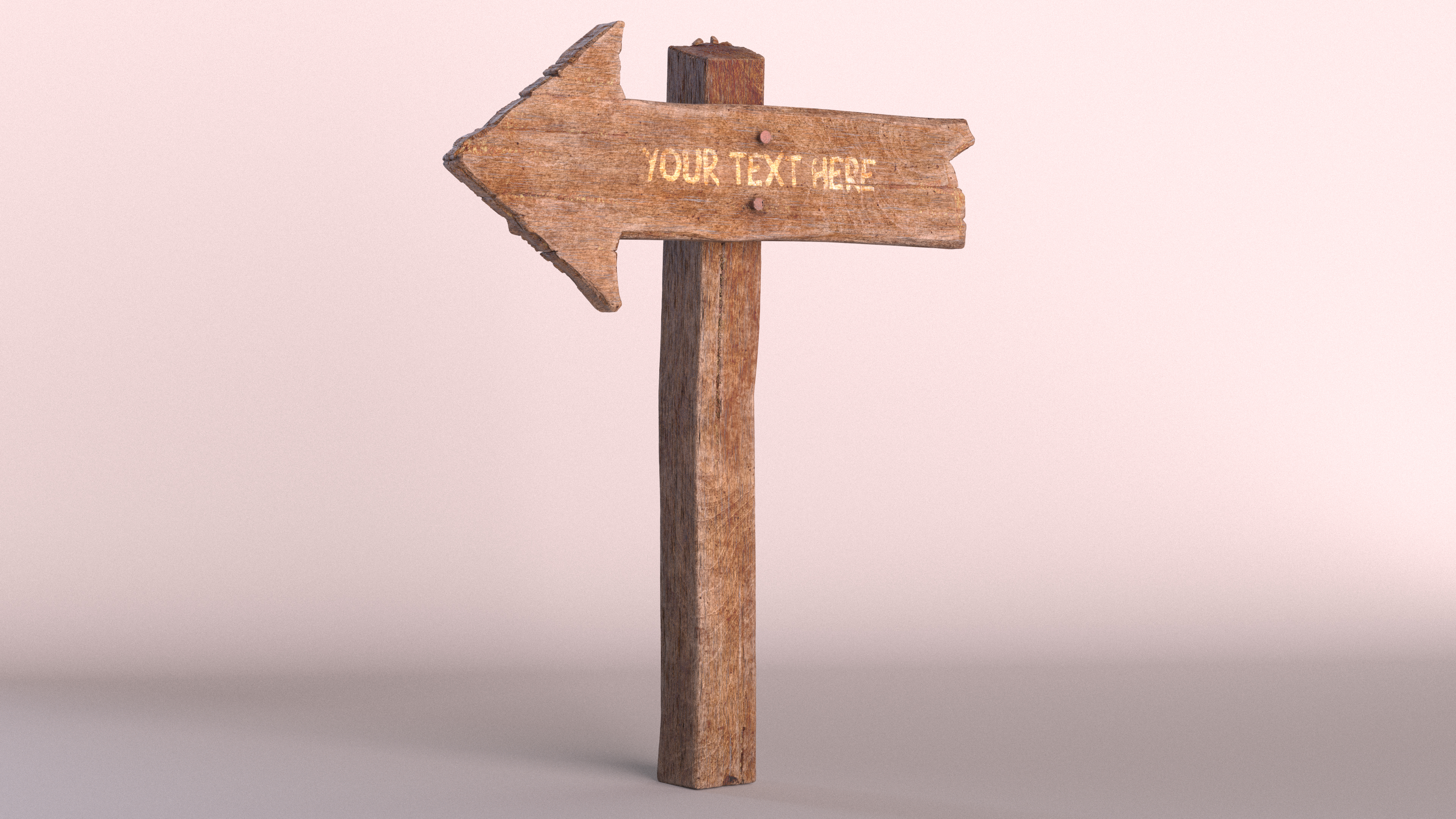 Old Wooden Arrow Signpost Mockup 3D