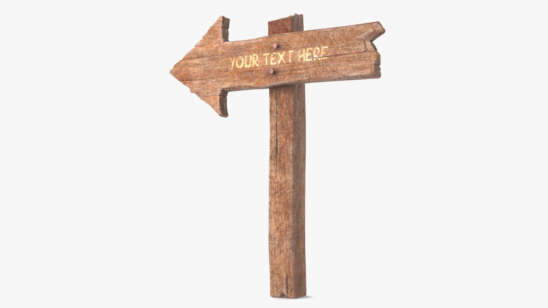 Old Wooden Arrow Signpost Mockup 3D