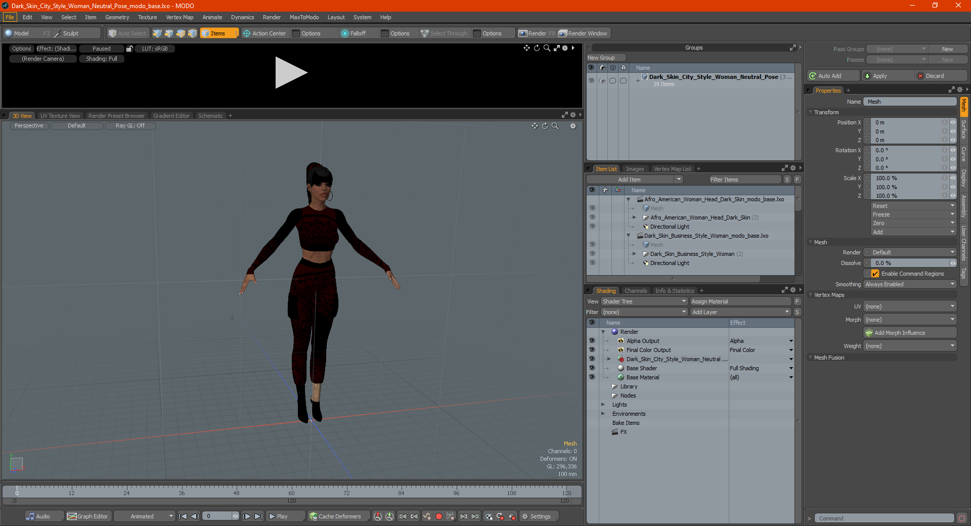 Dark Skin City Style Woman Neutral Pose 3D model