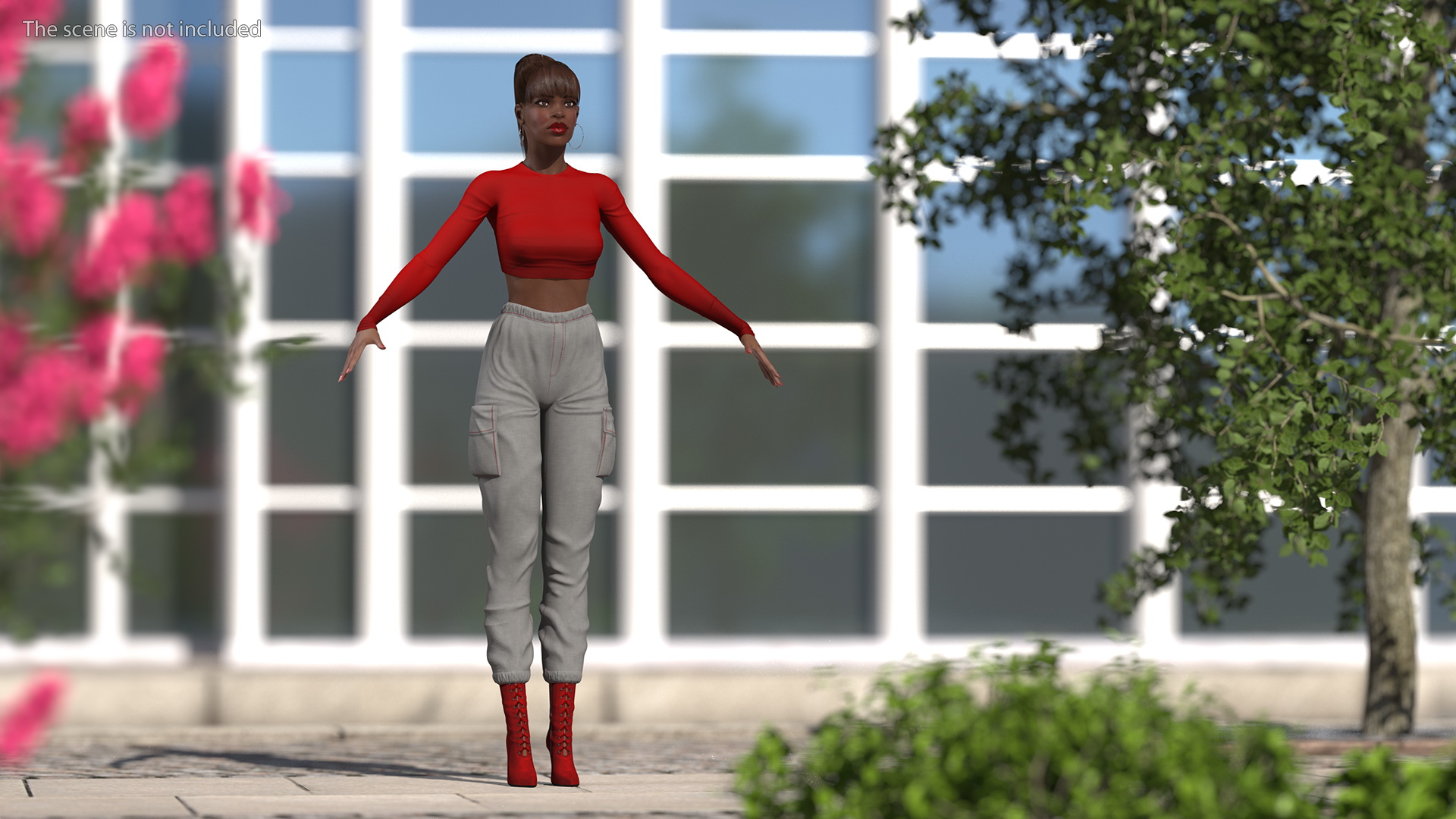 Dark Skin City Style Woman Neutral Pose 3D model