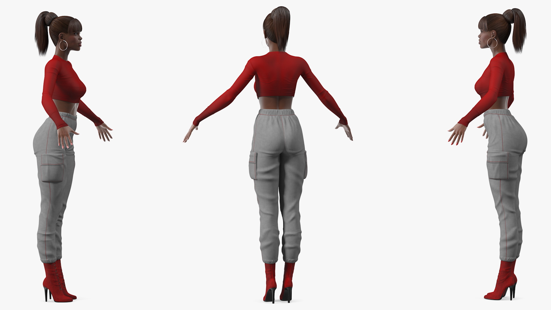 Dark Skin City Style Woman Neutral Pose 3D model
