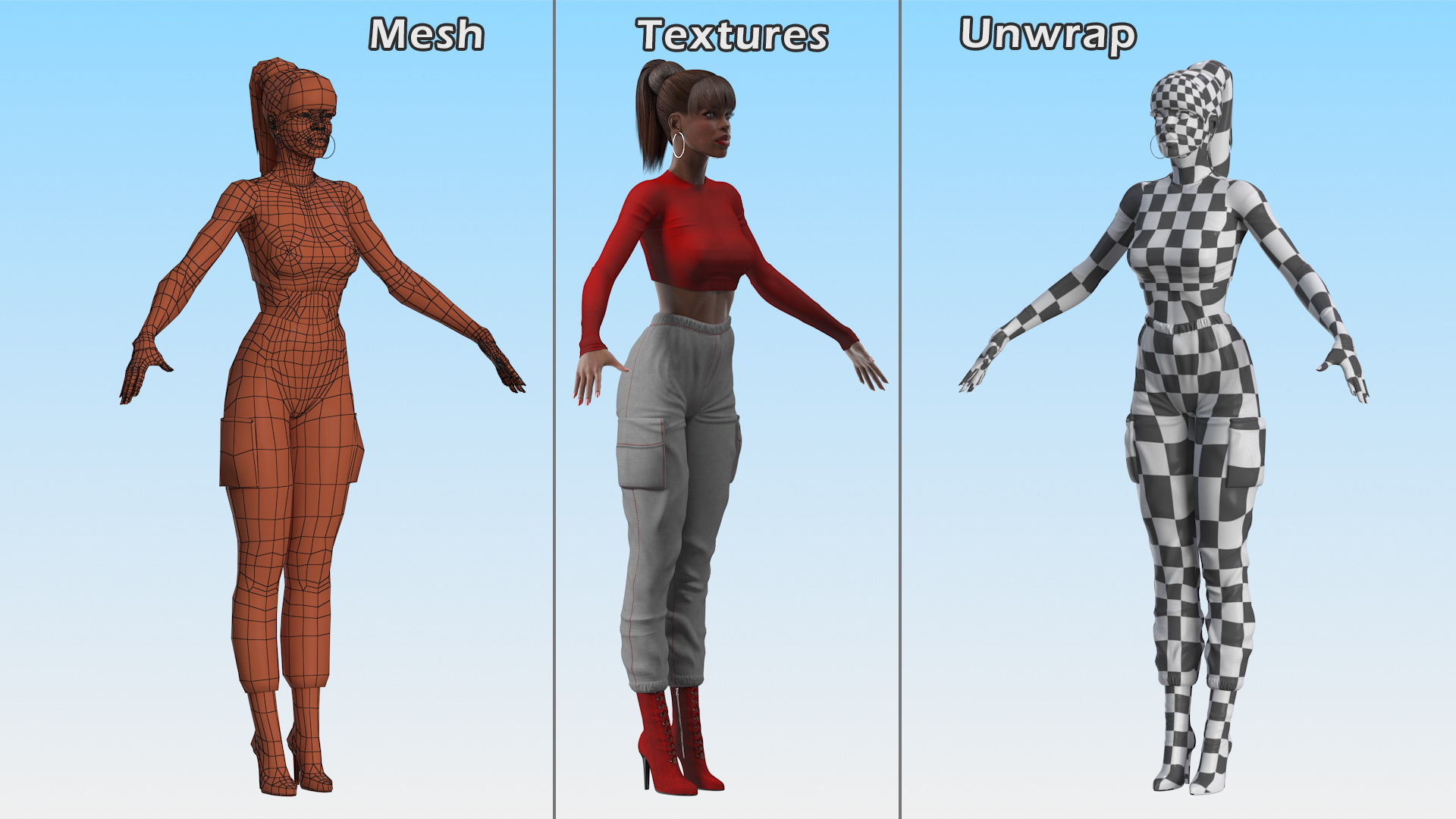 Dark Skin City Style Woman Neutral Pose 3D model