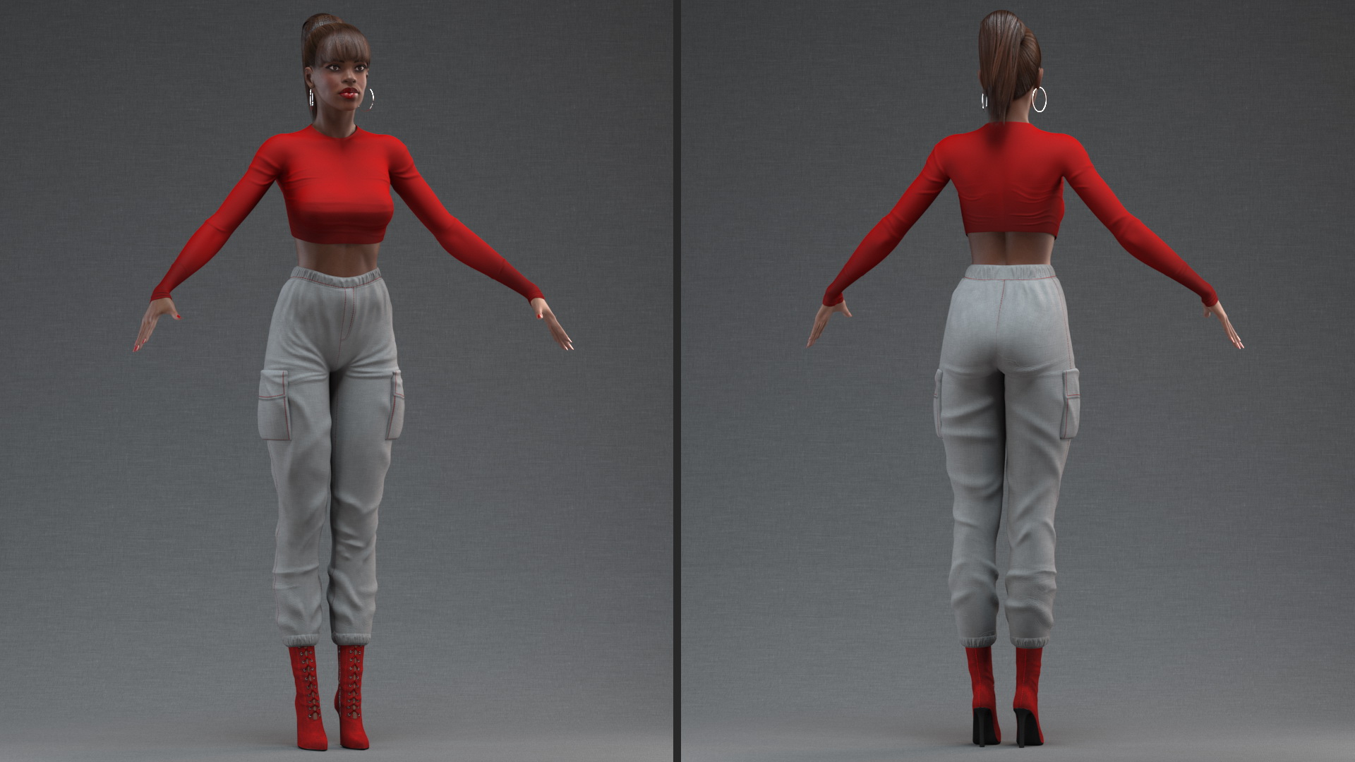 Dark Skin City Style Woman Neutral Pose 3D model