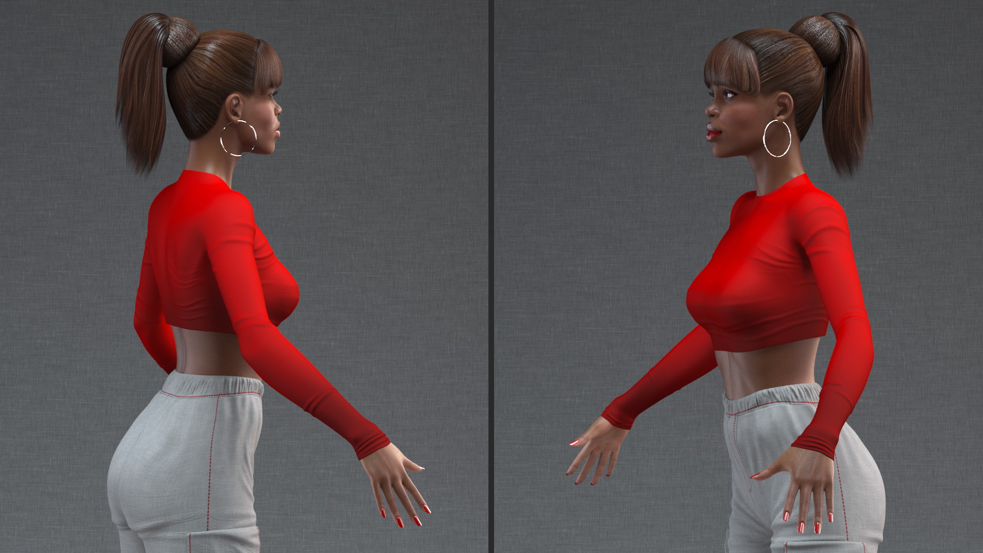 Dark Skin City Style Woman Neutral Pose 3D model