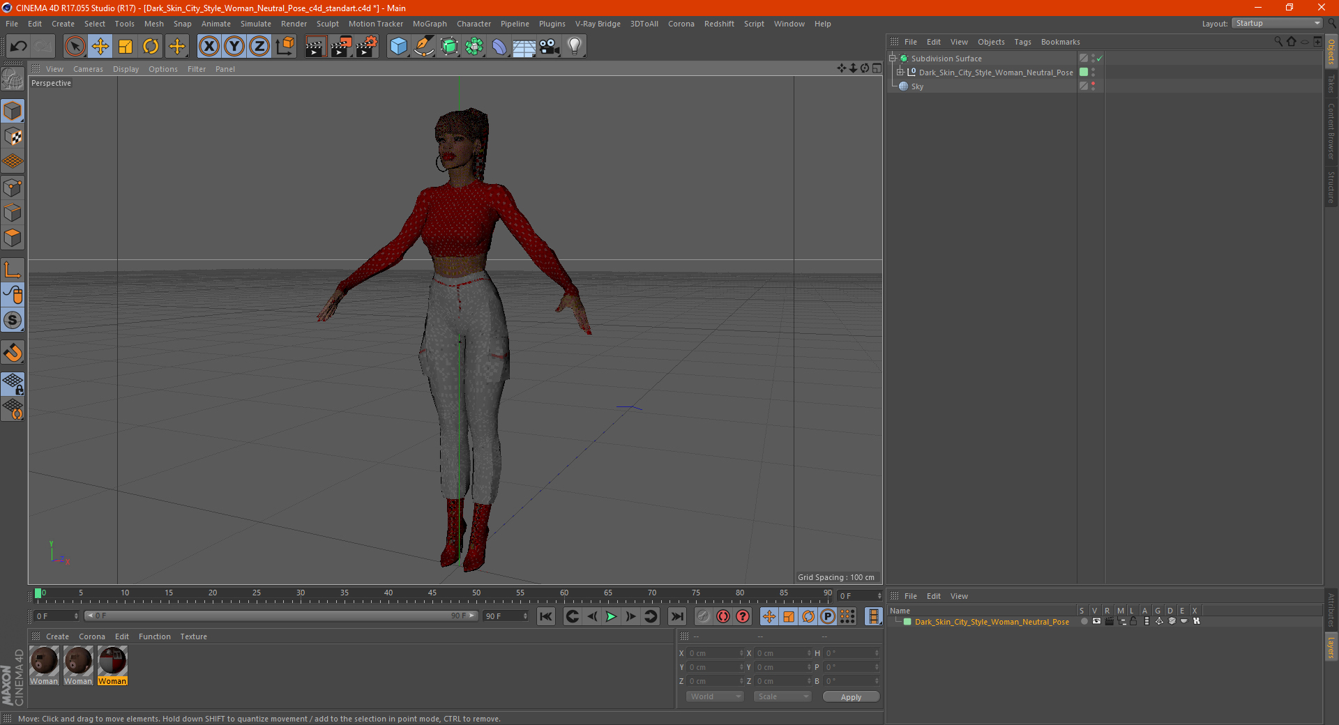 Dark Skin City Style Woman Neutral Pose 3D model