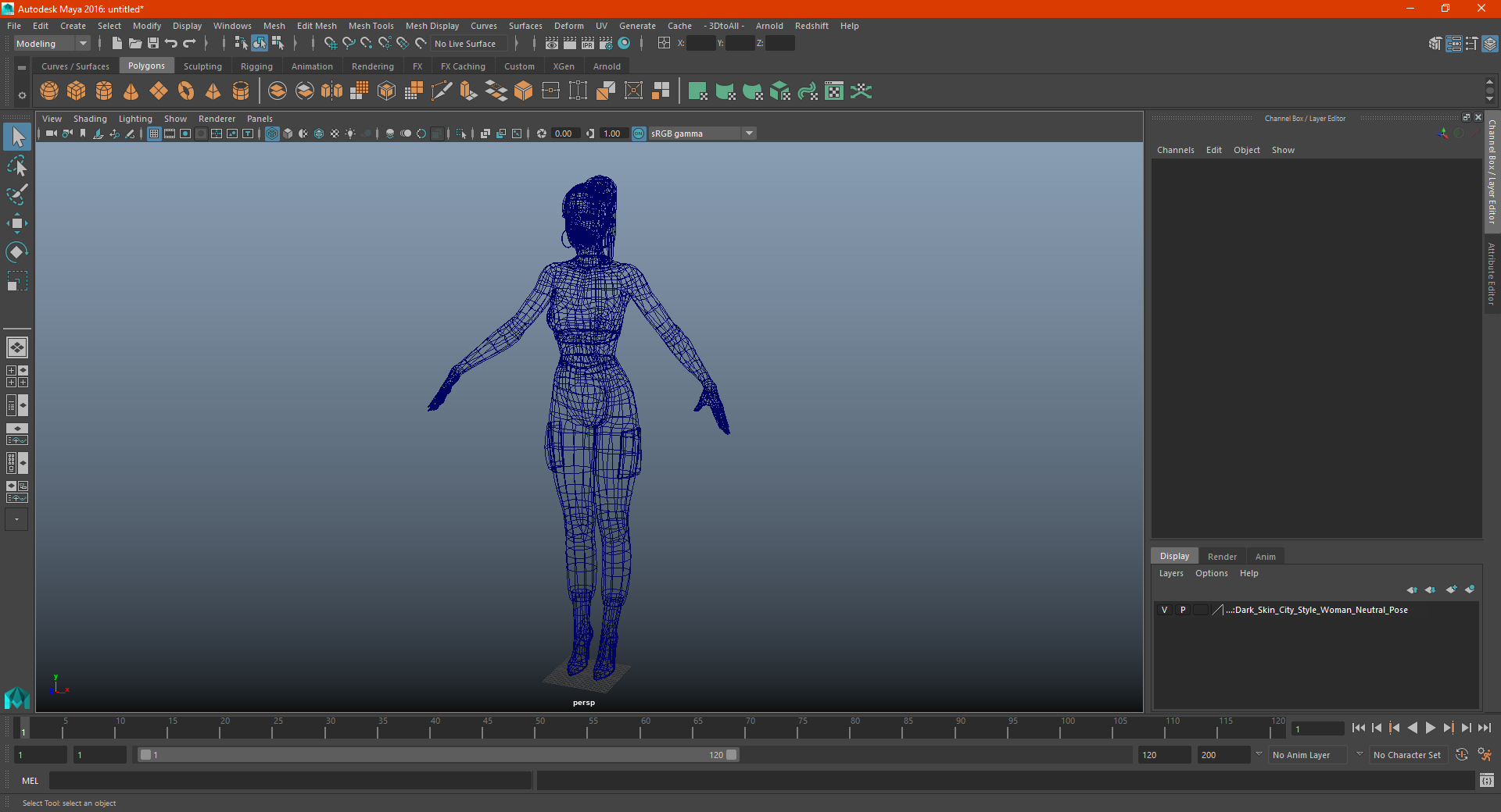 Dark Skin City Style Woman Neutral Pose 3D model