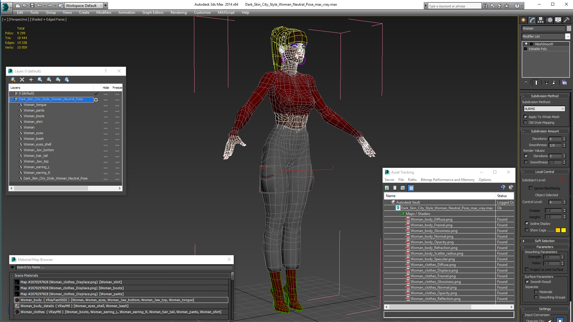 Dark Skin City Style Woman Neutral Pose 3D model