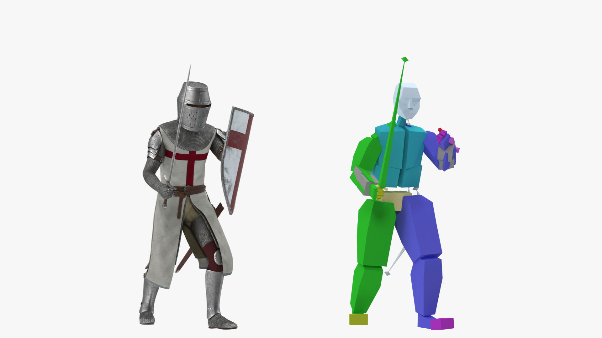 Knight Templar Set Rigged for Maya 3D model