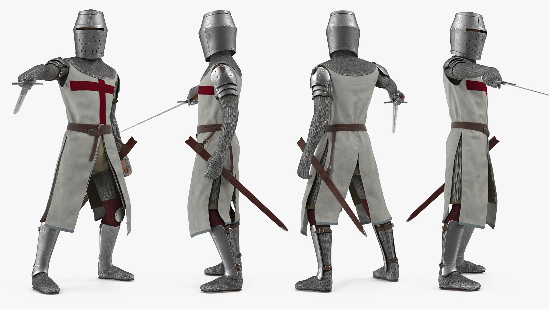 Knight Templar Set Rigged for Maya 3D model
