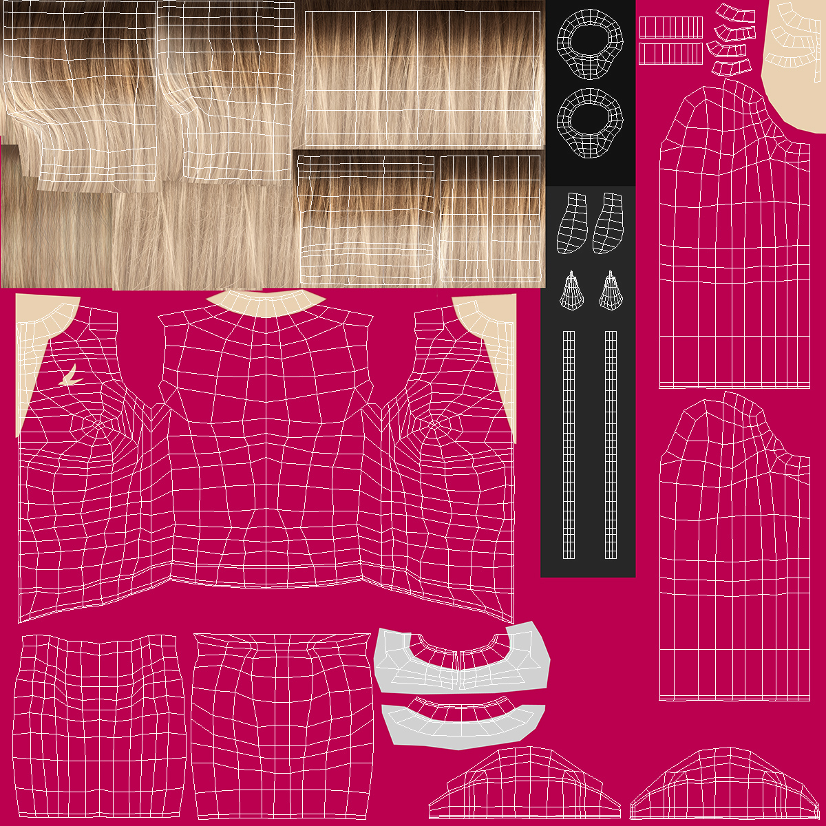 Flight Attendant in Maroon Dress 3D