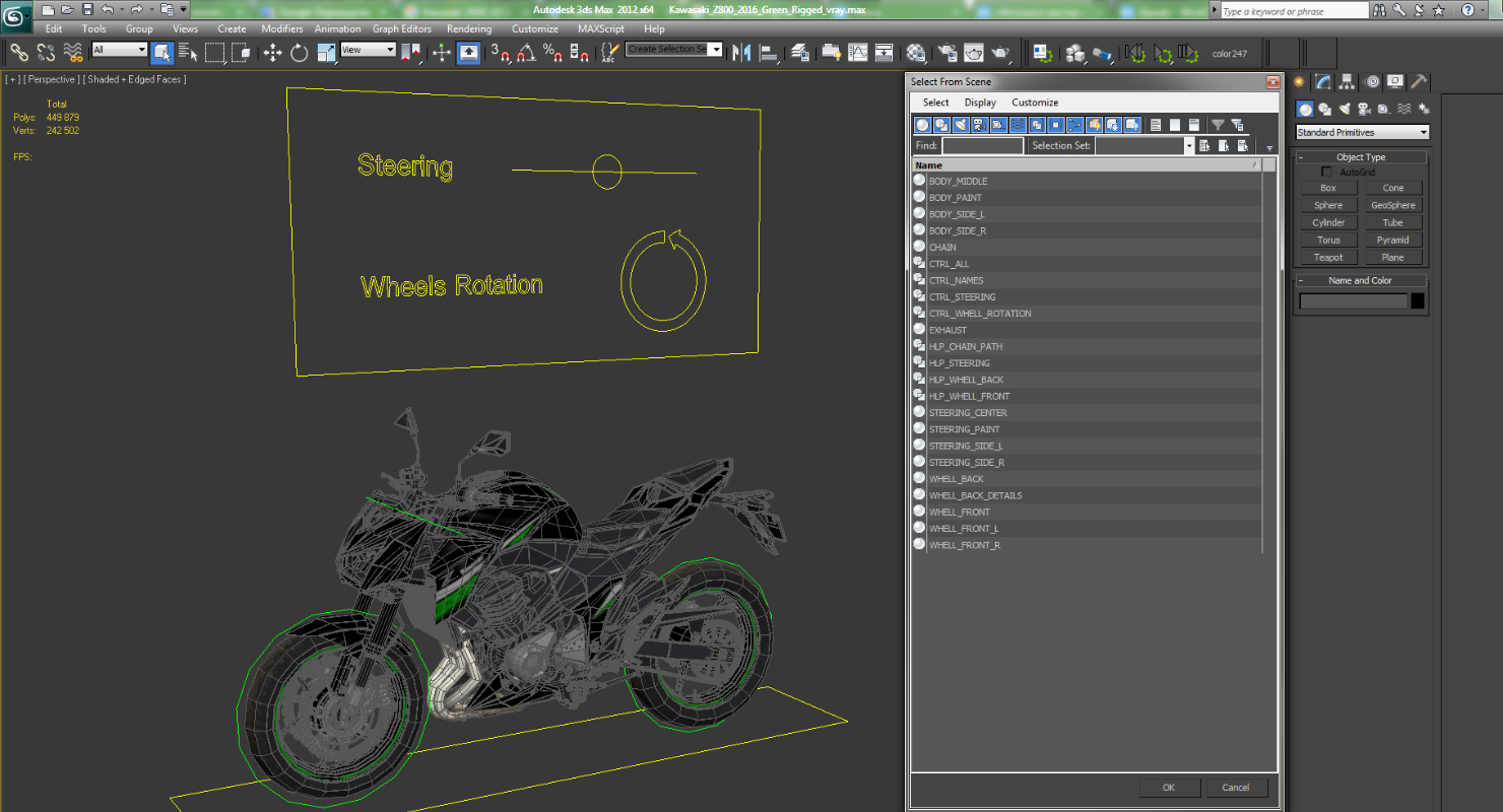 3D Kawasaki Z800 2016 Green Rigged