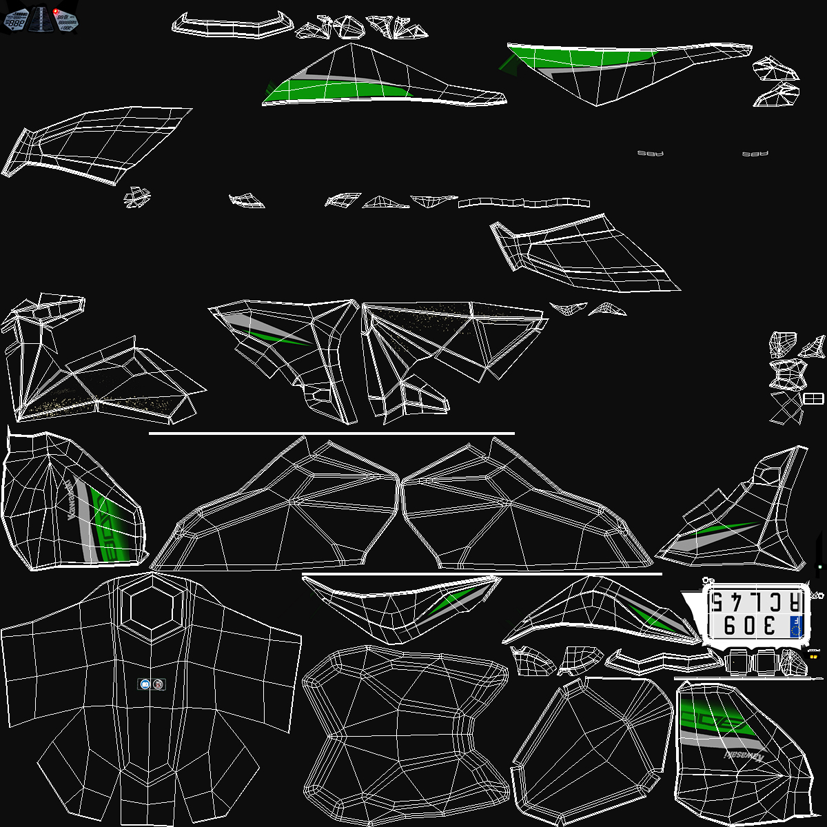 3D Kawasaki Z800 2016 Green Rigged