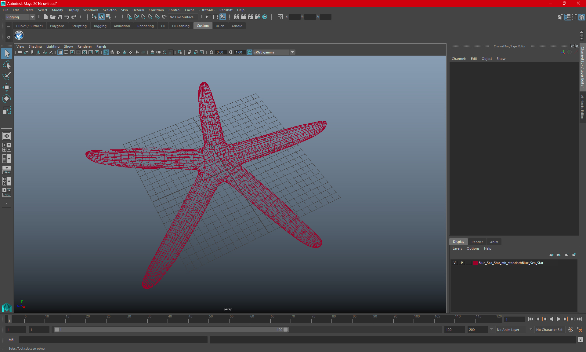 3D Blue Sea Star model