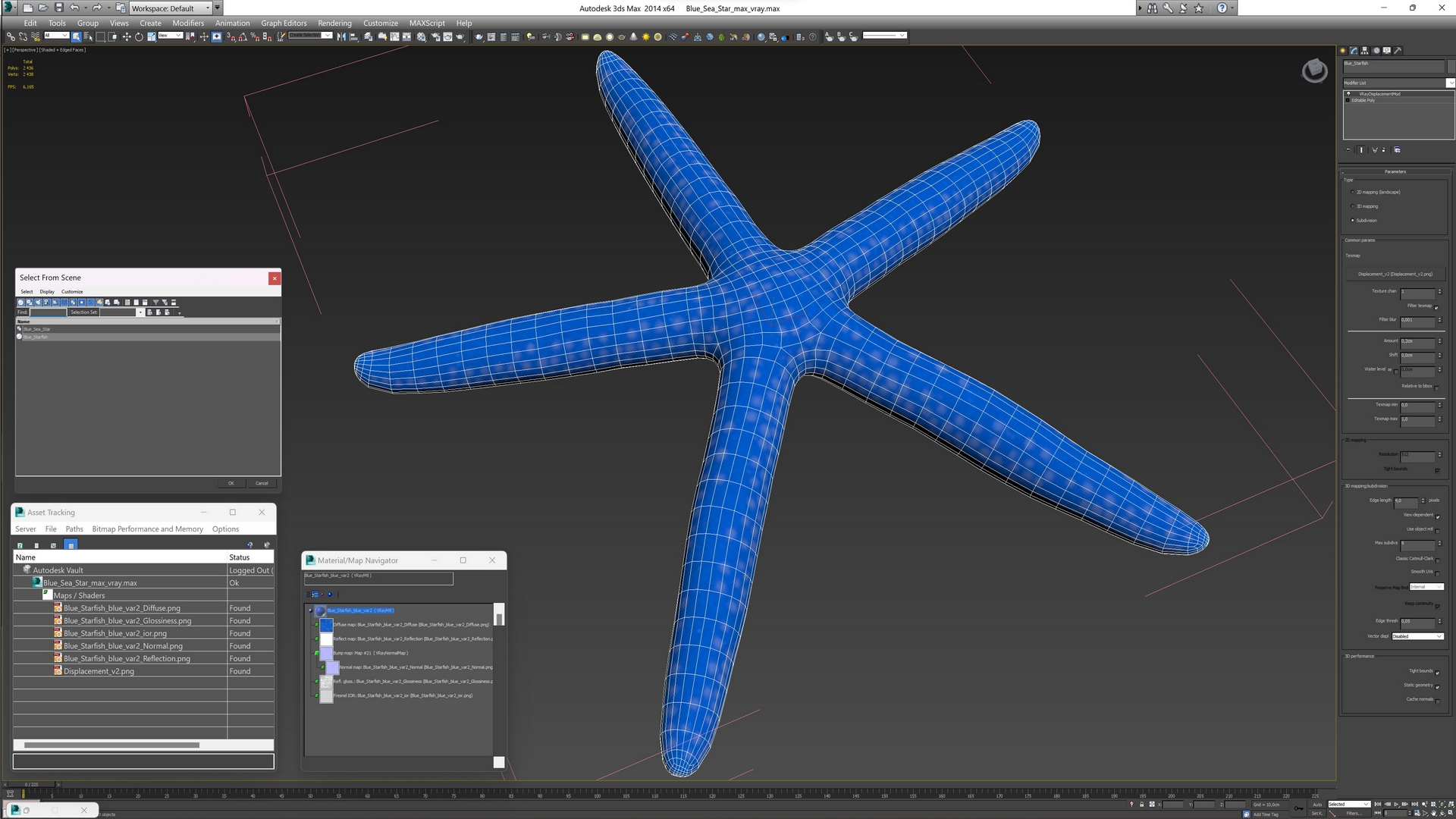 3D Blue Sea Star model