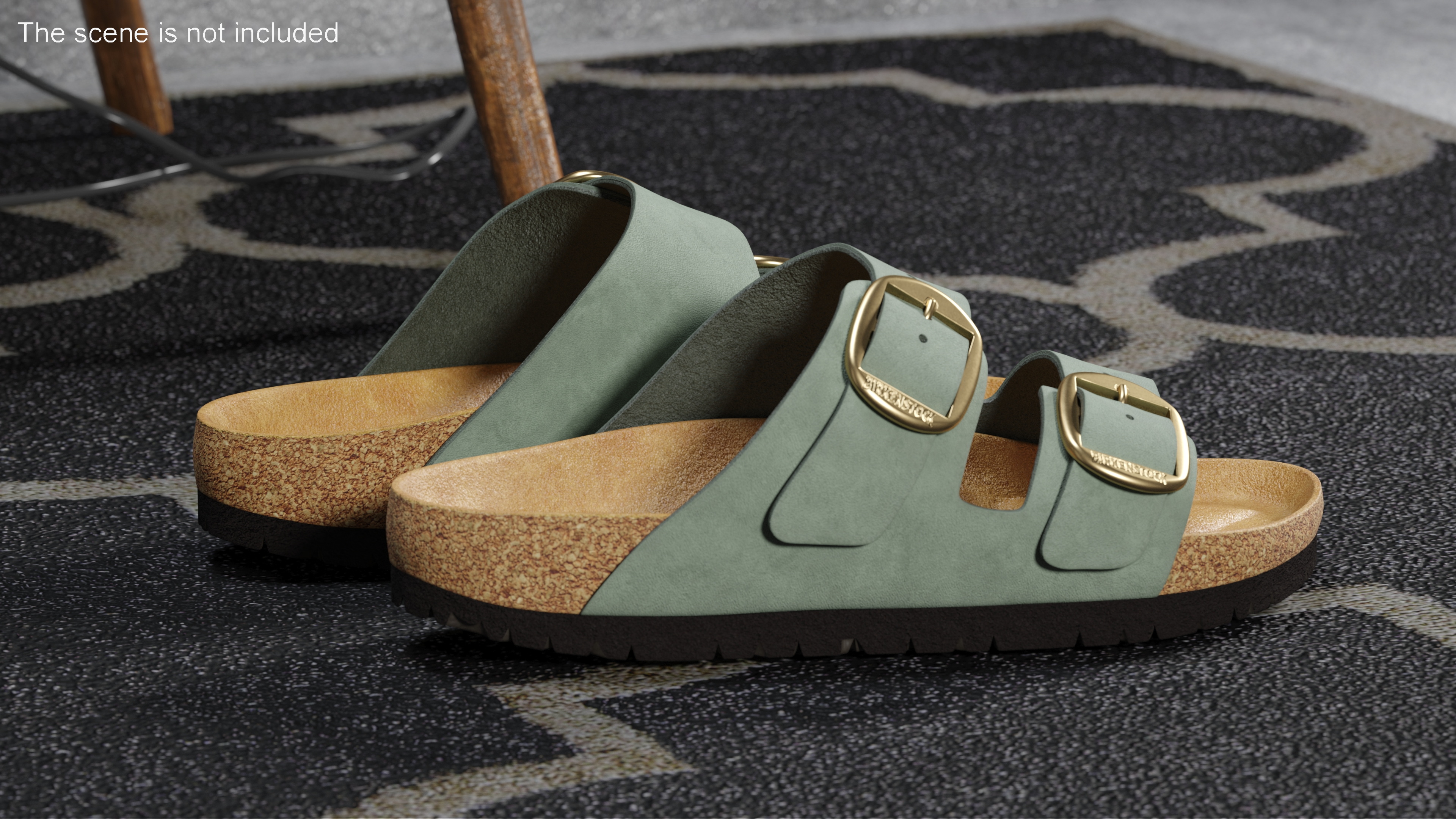 Woman Soft Footbed Sandals Green 3D