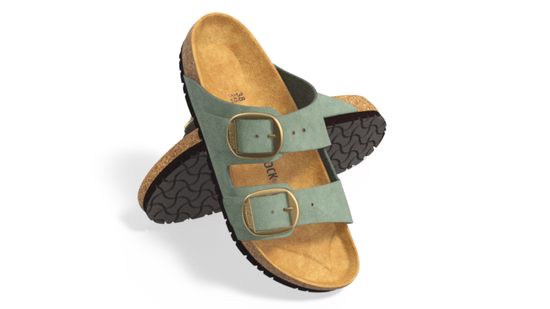Woman Soft Footbed Sandals Green 3D