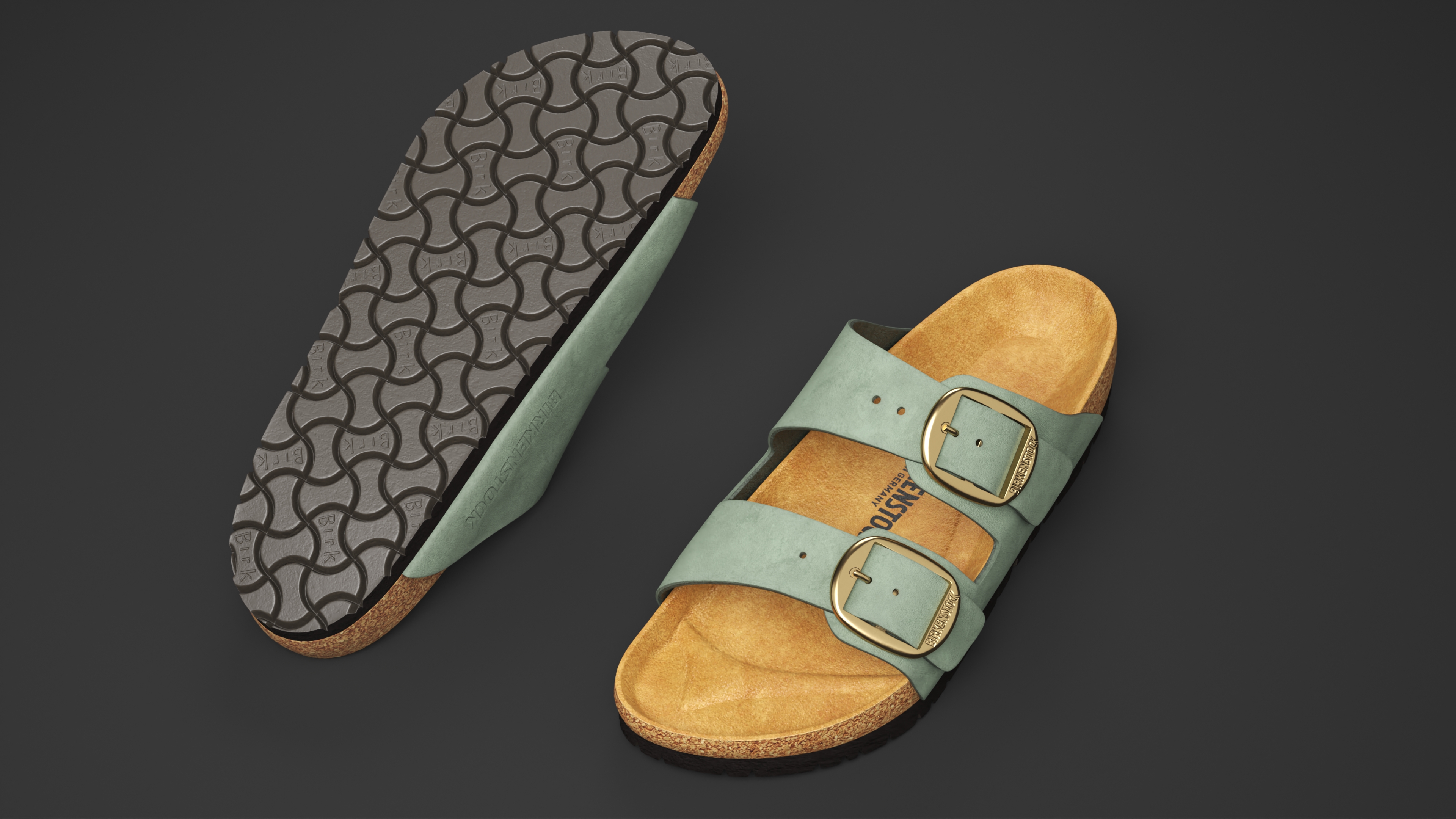 Woman Soft Footbed Sandals Green 3D