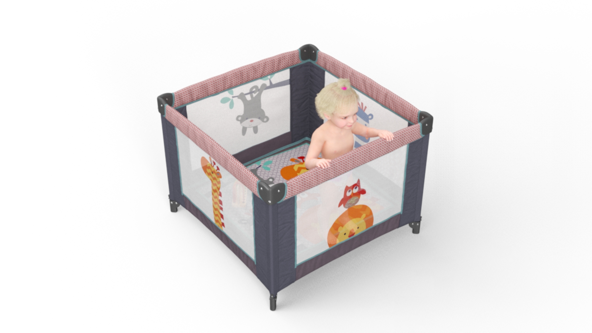 3D model Little Girl in Textile Playpen