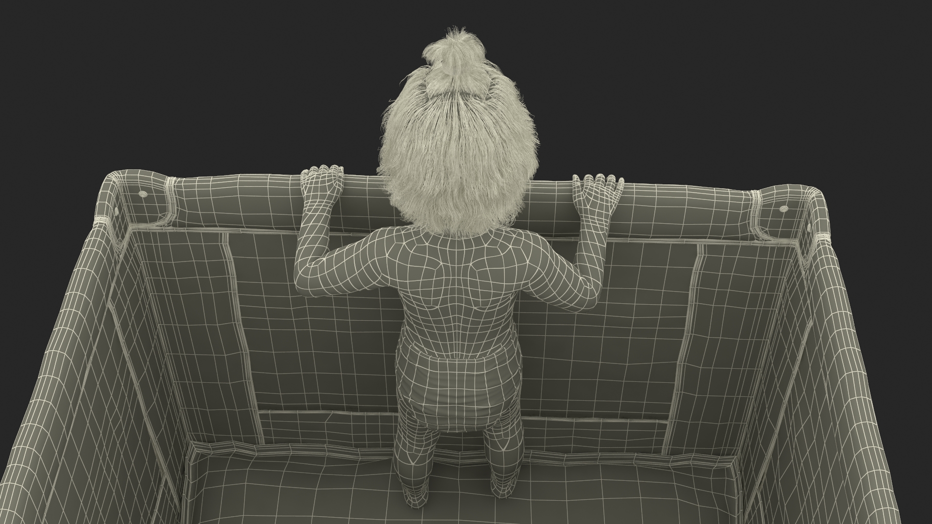 3D model Little Girl in Textile Playpen