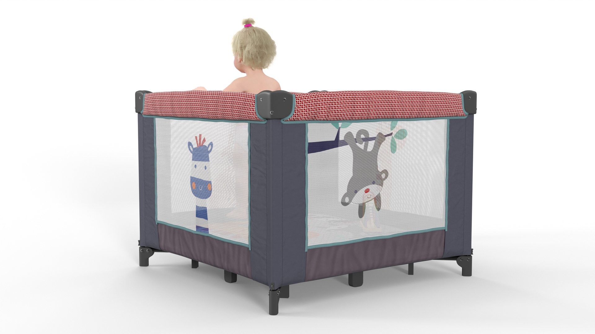 3D model Little Girl in Textile Playpen