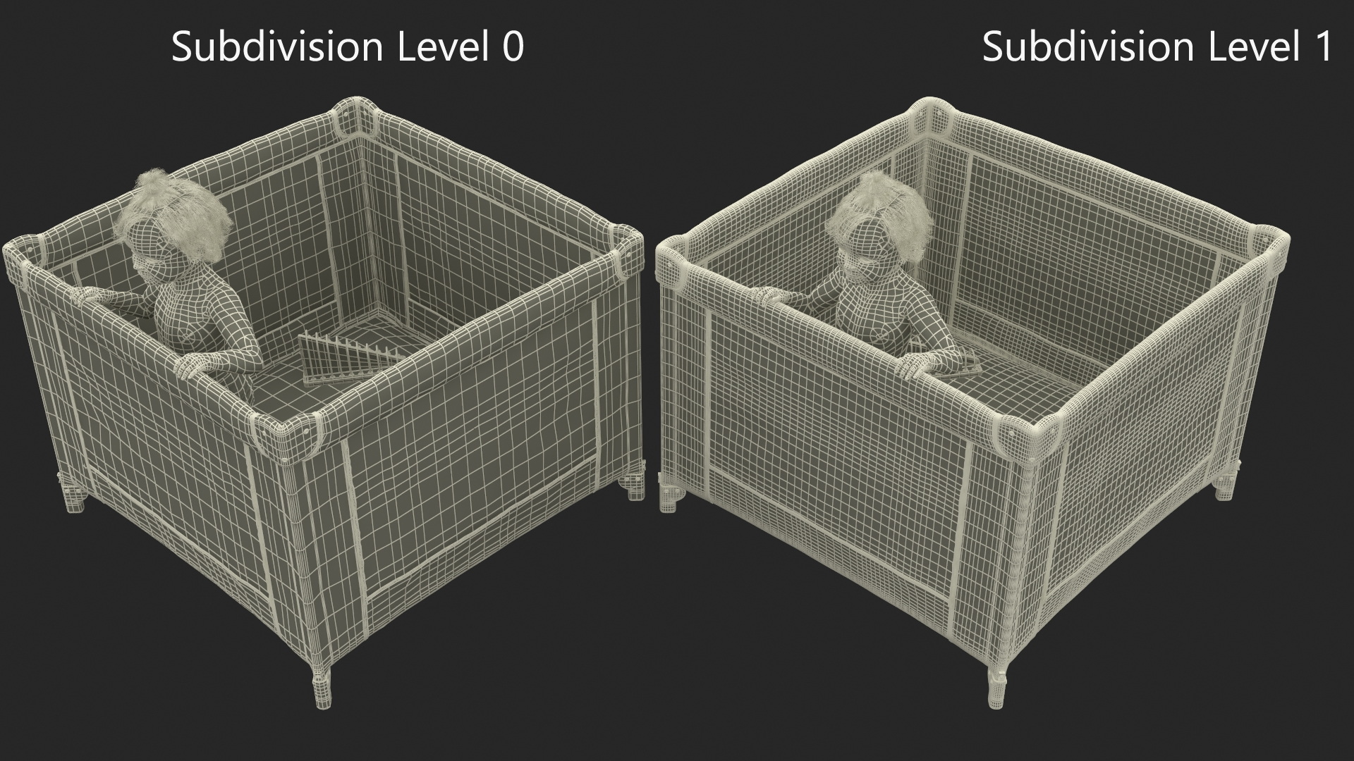 3D model Little Girl in Textile Playpen