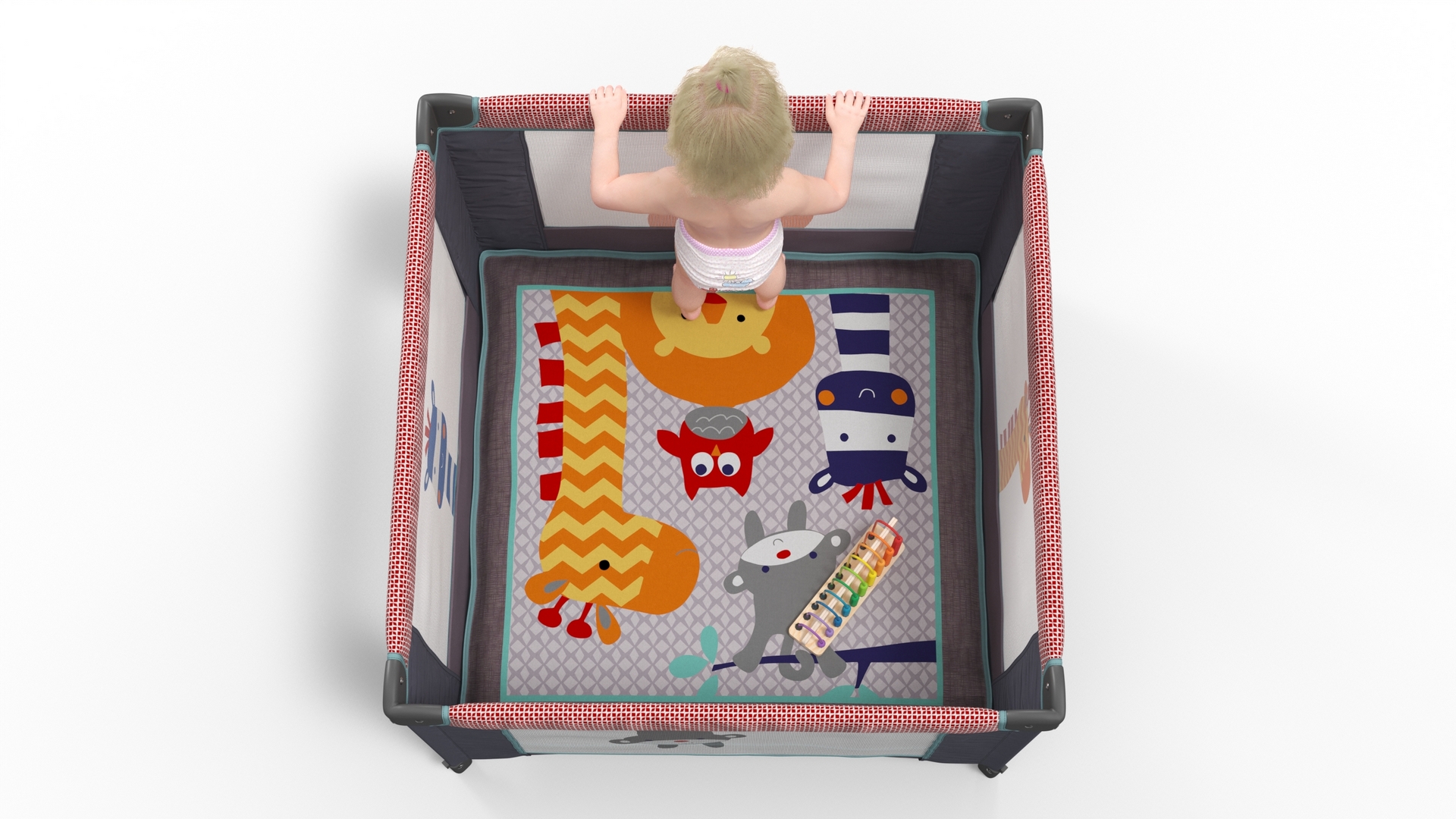 3D model Little Girl in Textile Playpen