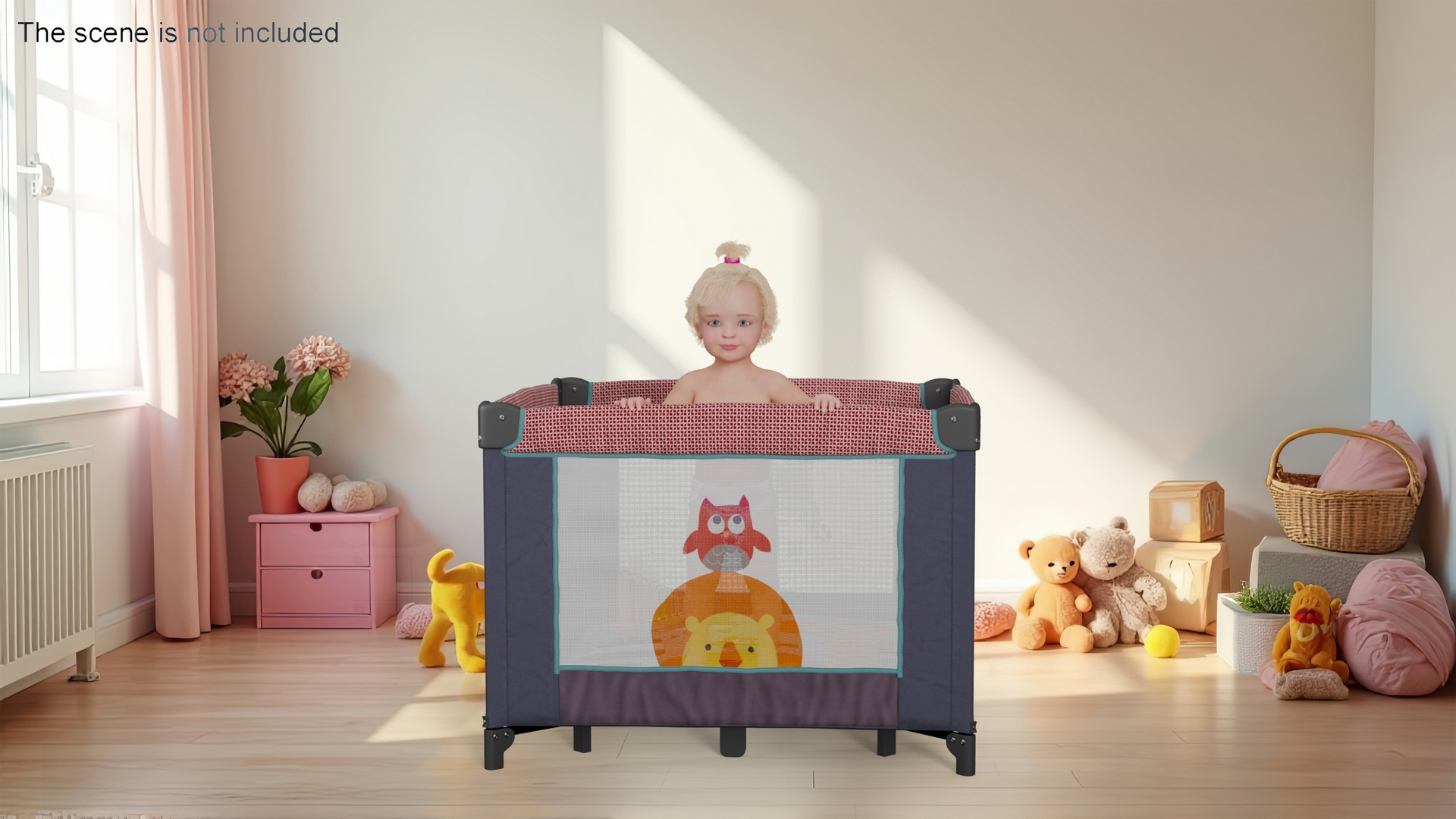 3D model Little Girl in Textile Playpen