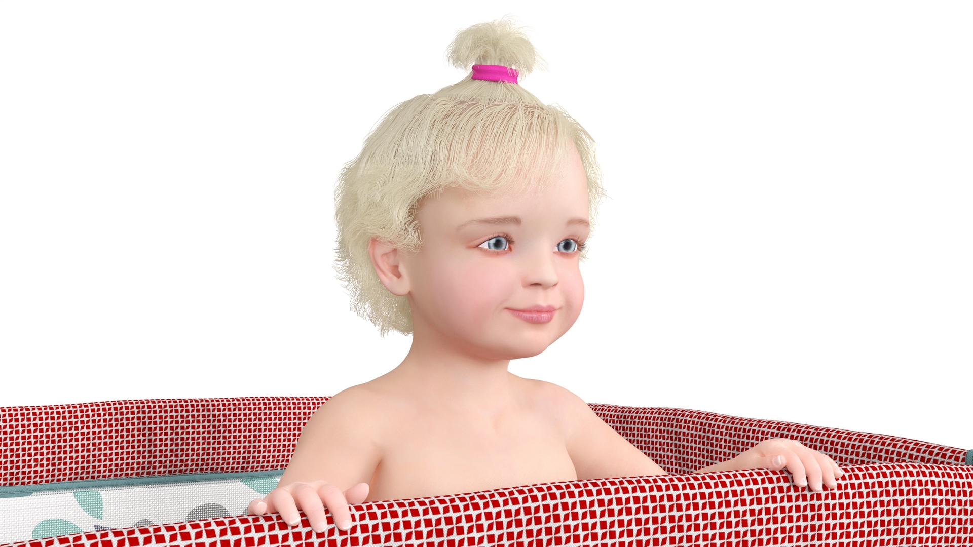 3D model Little Girl in Textile Playpen