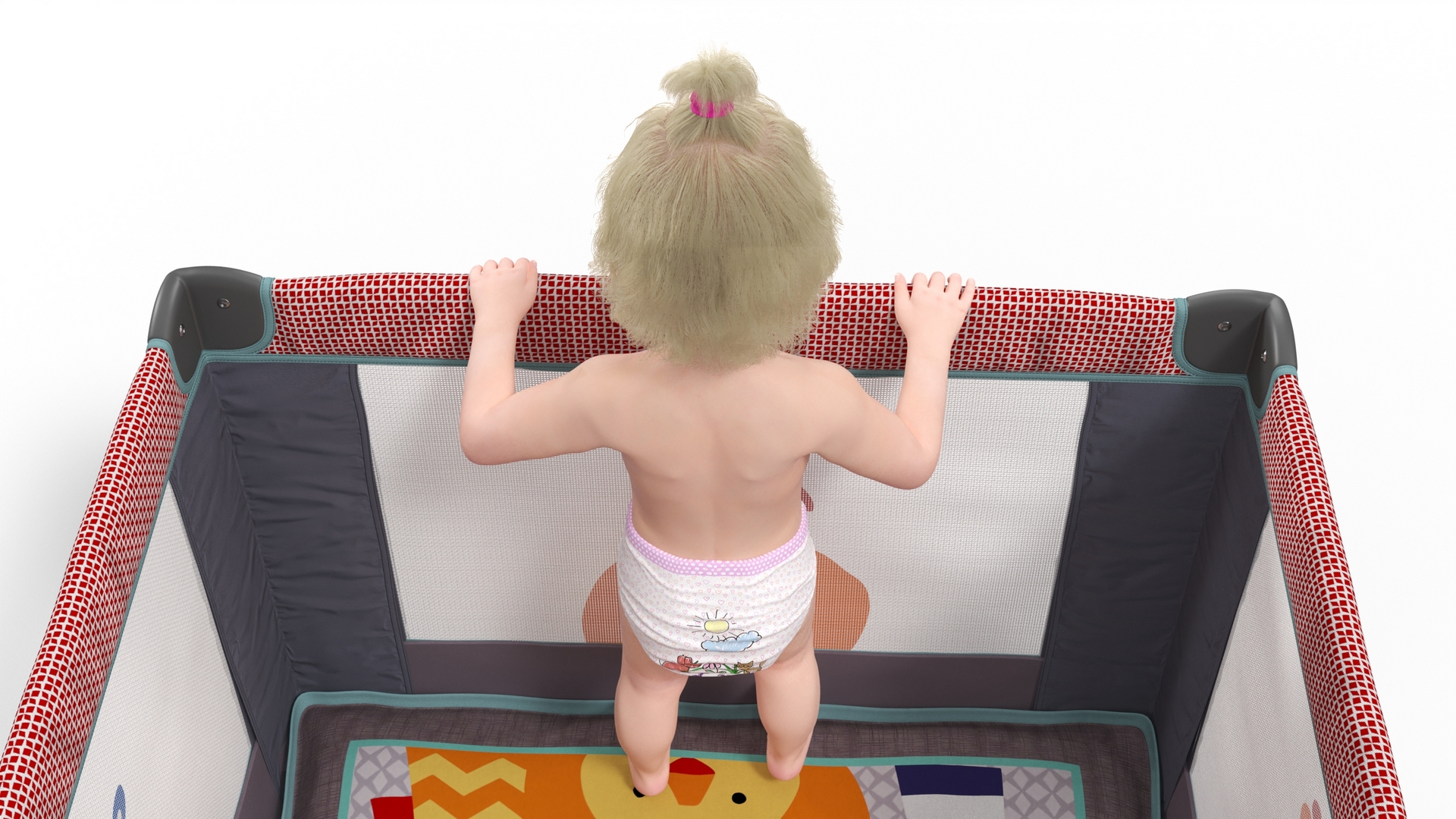 3D model Little Girl in Textile Playpen