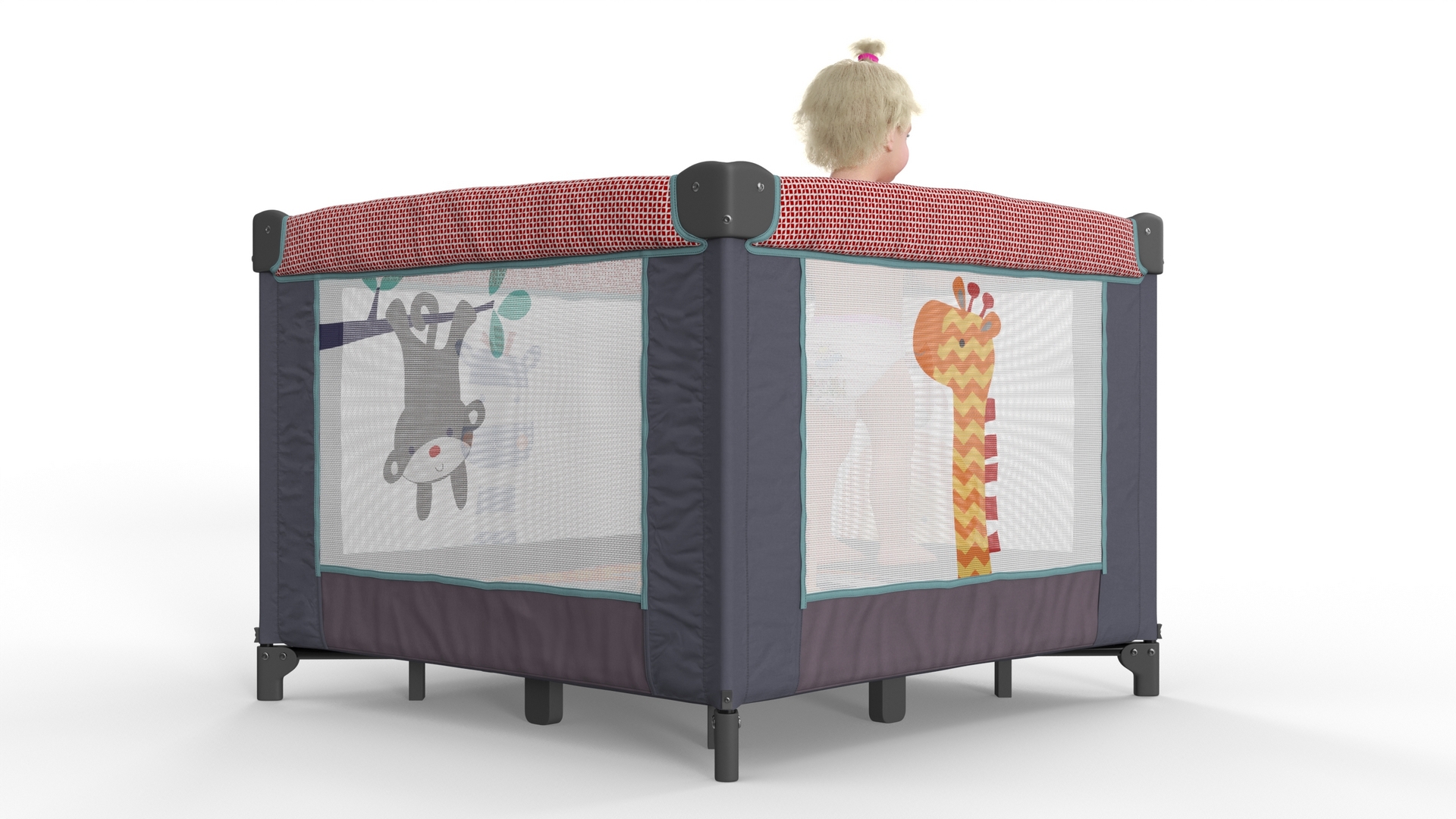 3D model Little Girl in Textile Playpen
