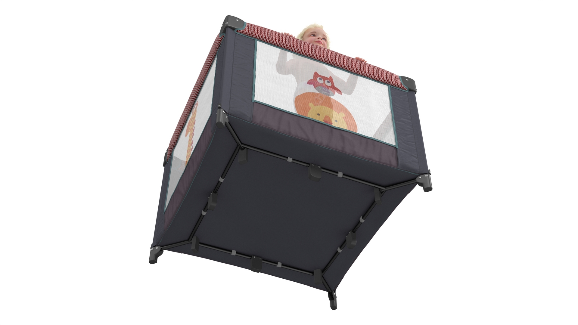 3D model Little Girl in Textile Playpen