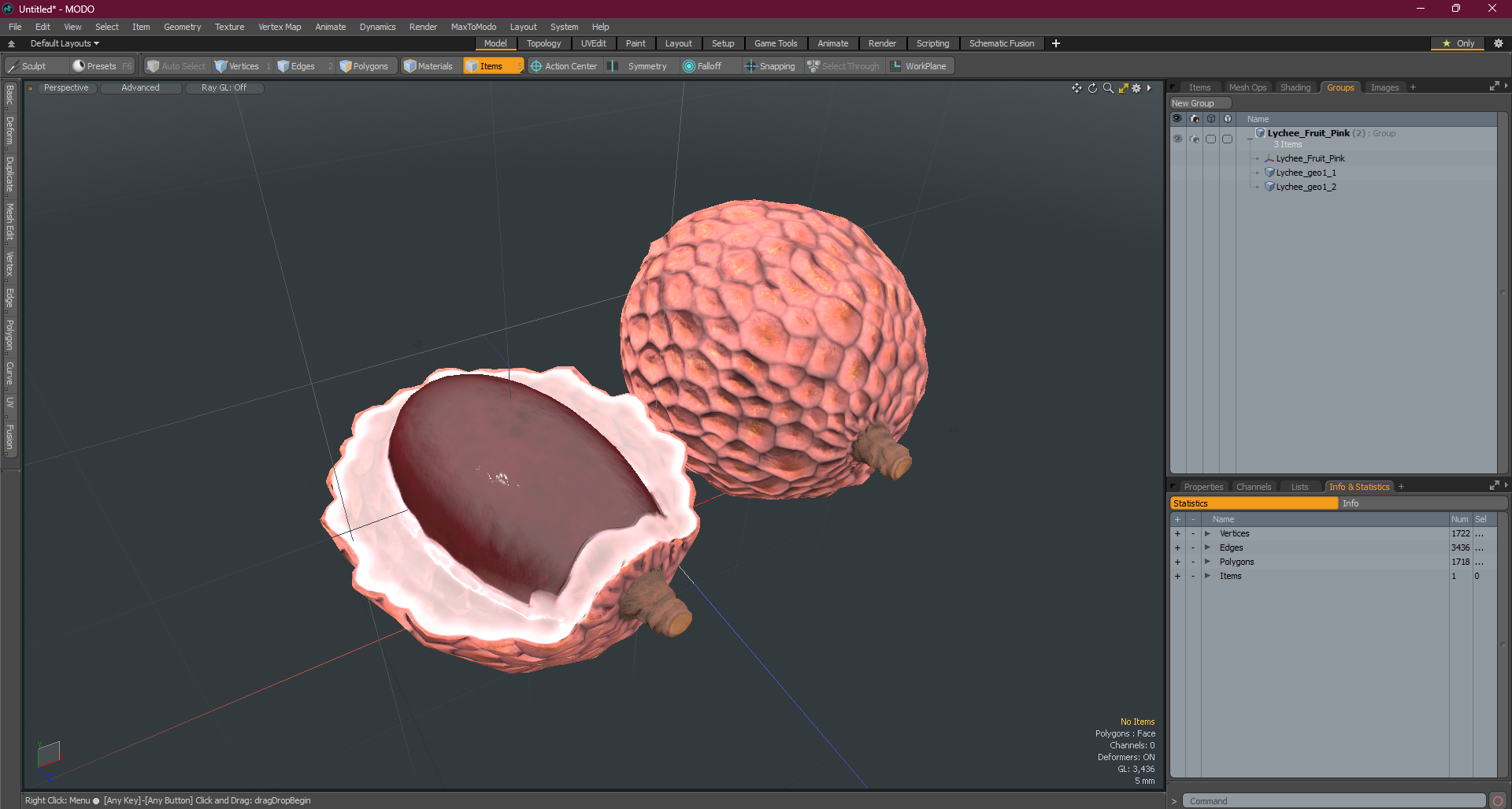 Lychee Fruit Pink 3D