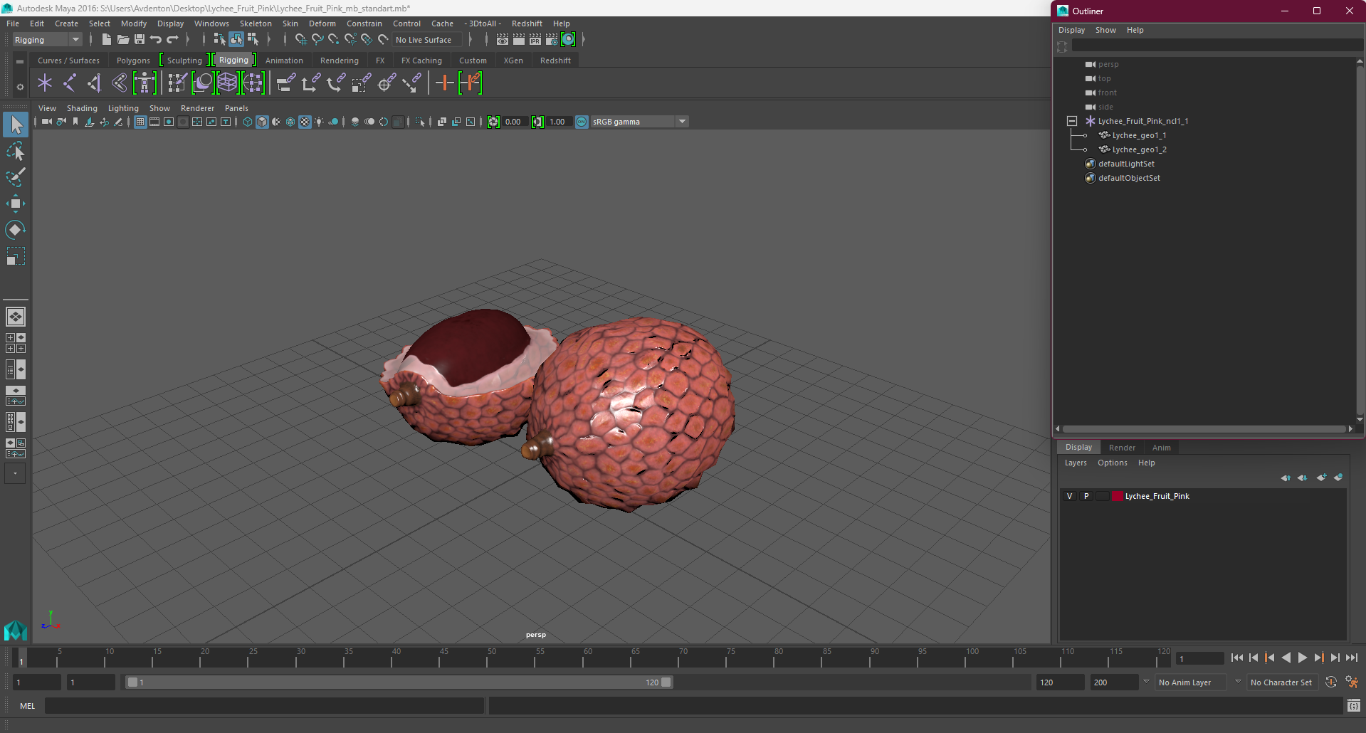 Lychee Fruit Pink 3D