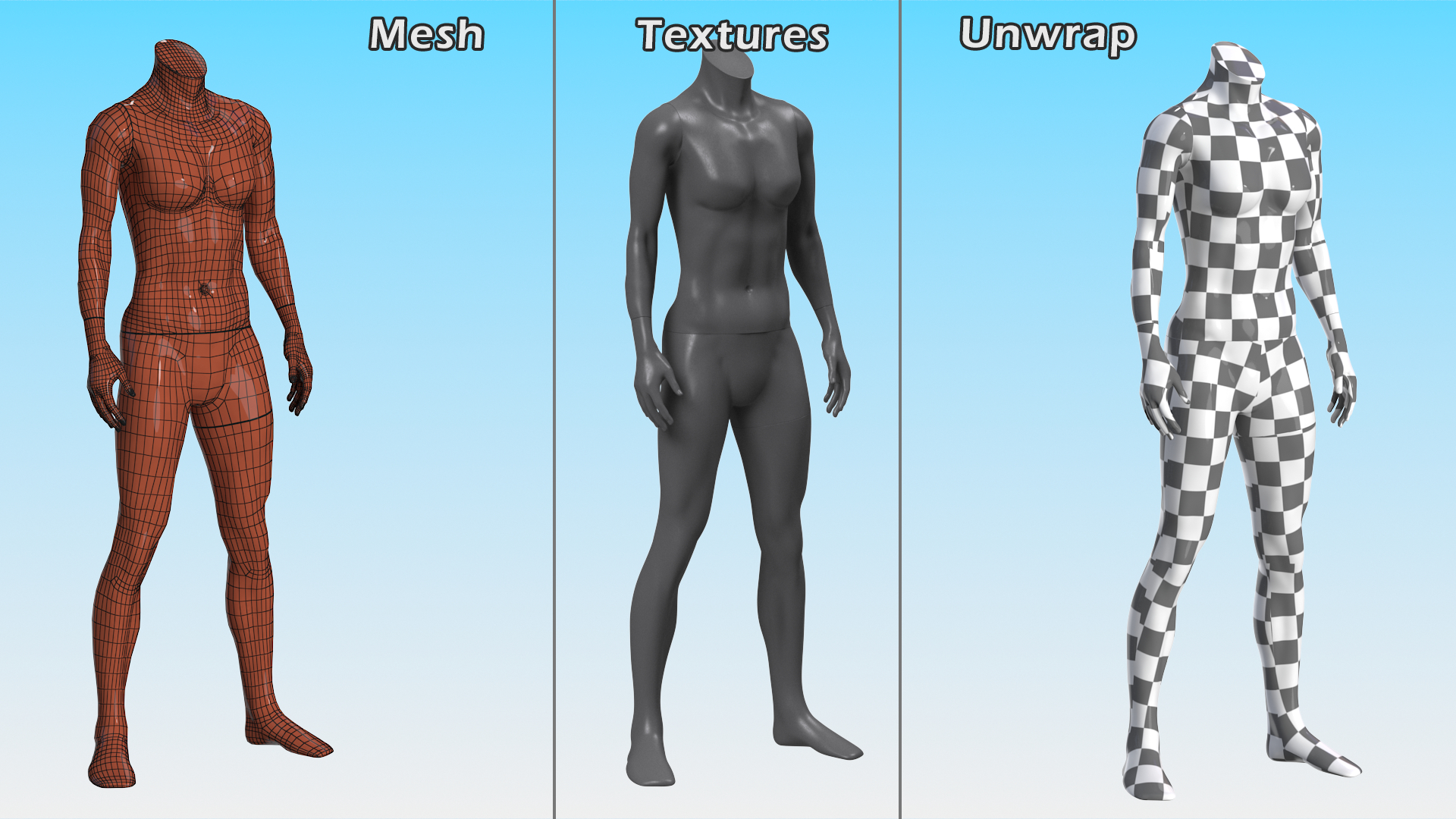 3D Woman Sports Mannequin Black model