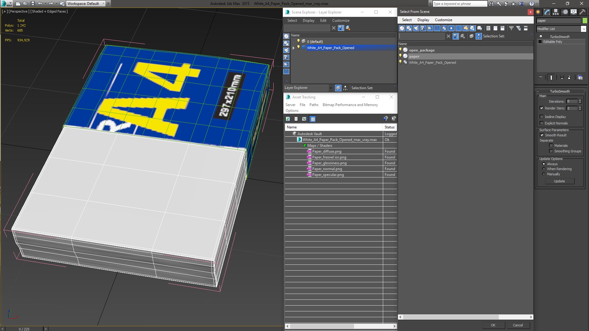 White A4 Paper Pack Open 3D model